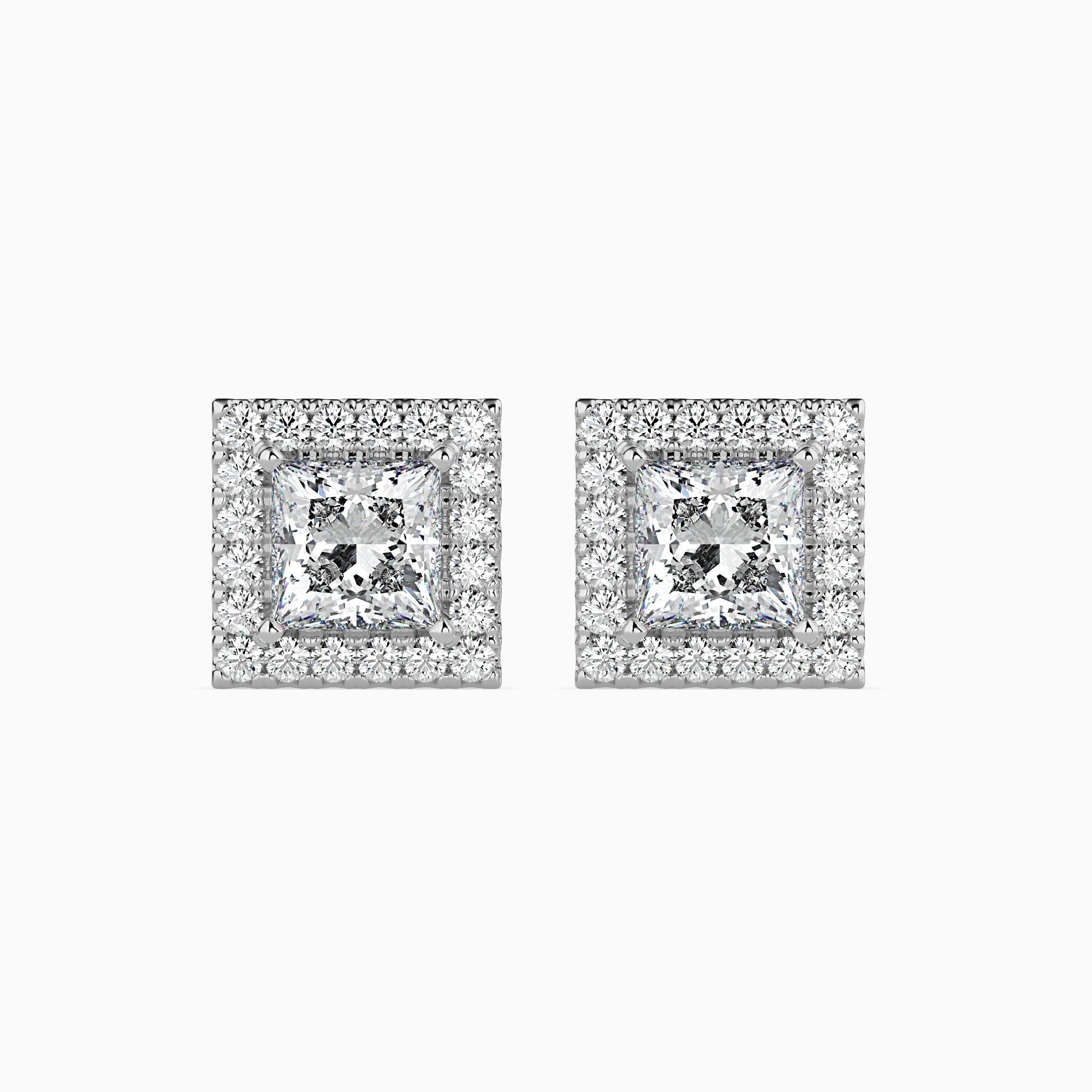 Salzburg Solitaire Halo Princess Earrings