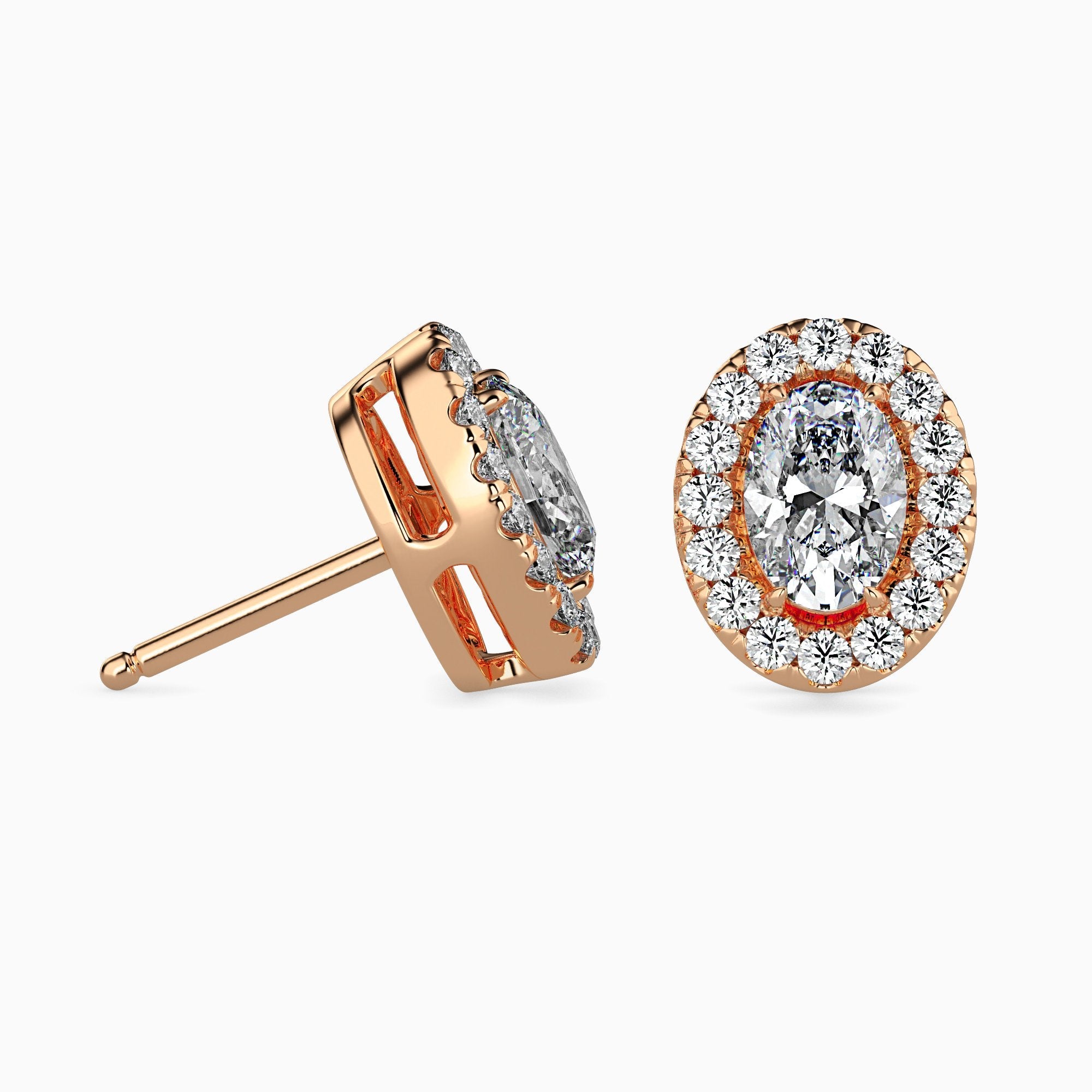 Courchevel Solitaire Halo Oval Earrings