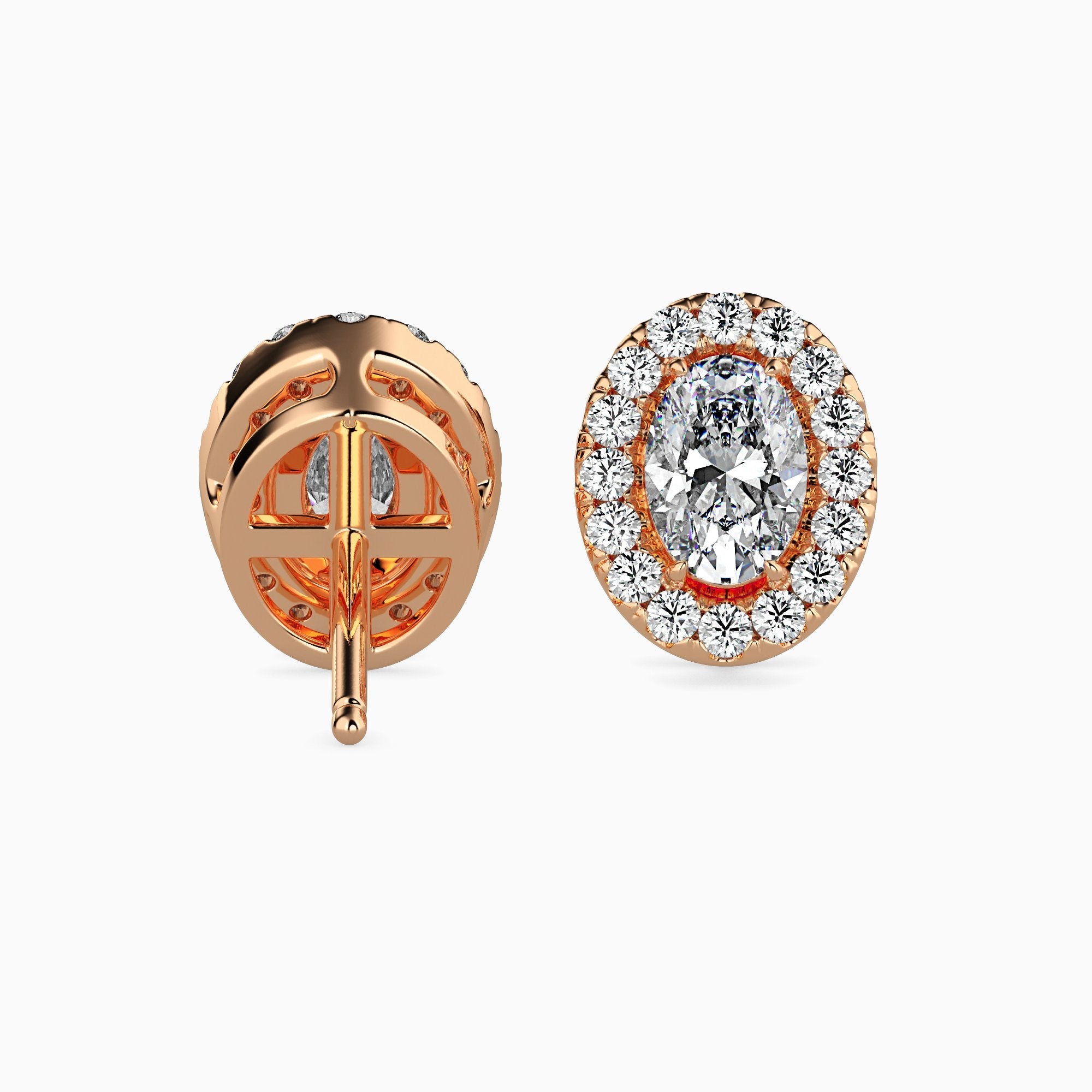 Courchevel Solitaire Halo Oval Earrings