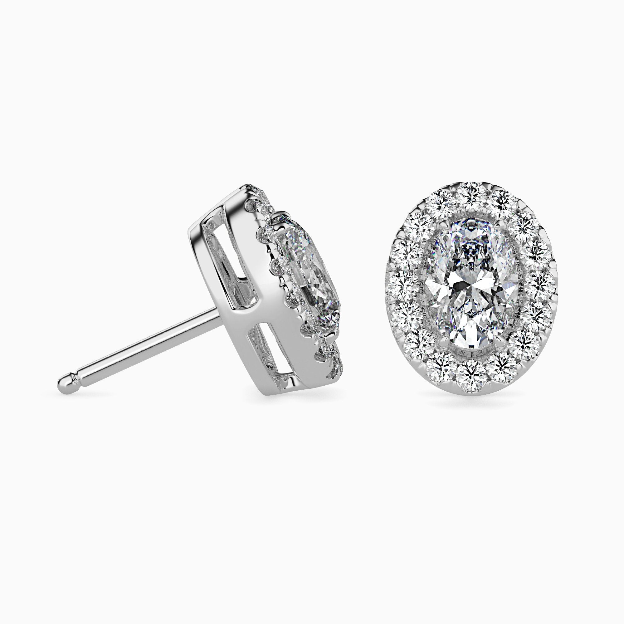 Courchevel Solitaire Halo Oval Earrings