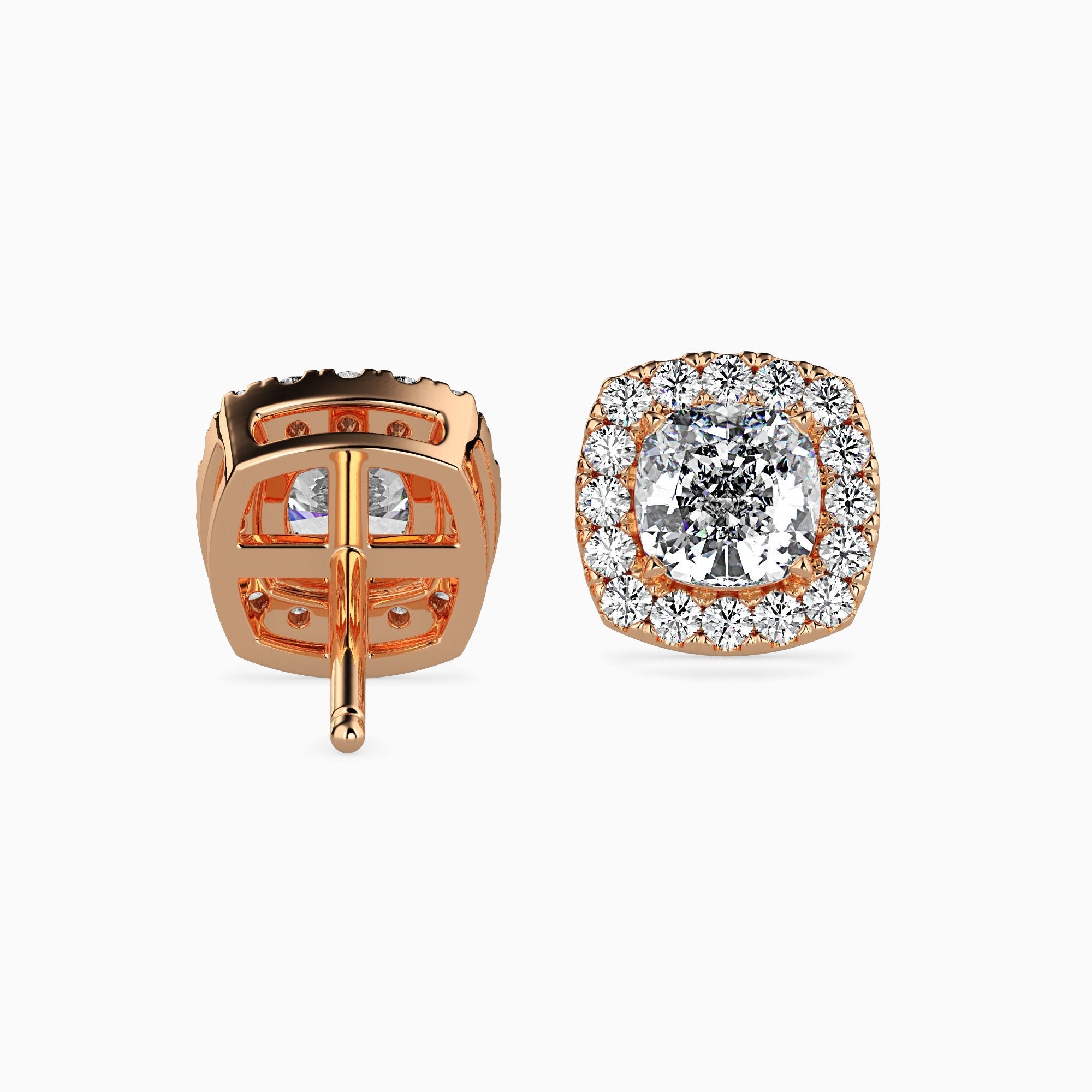 Mallorca Solitaire Halo Cushion Earrings