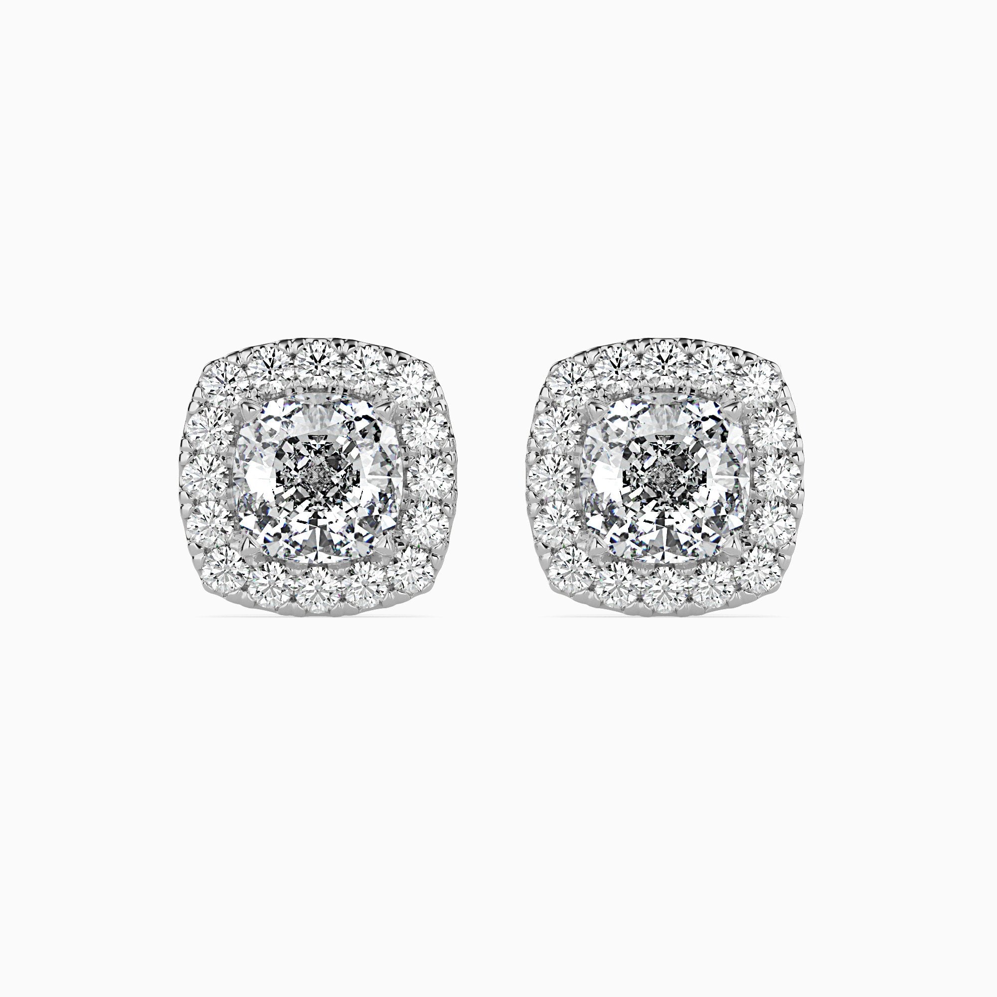 Mallorca Solitaire Halo Cushion Earrings