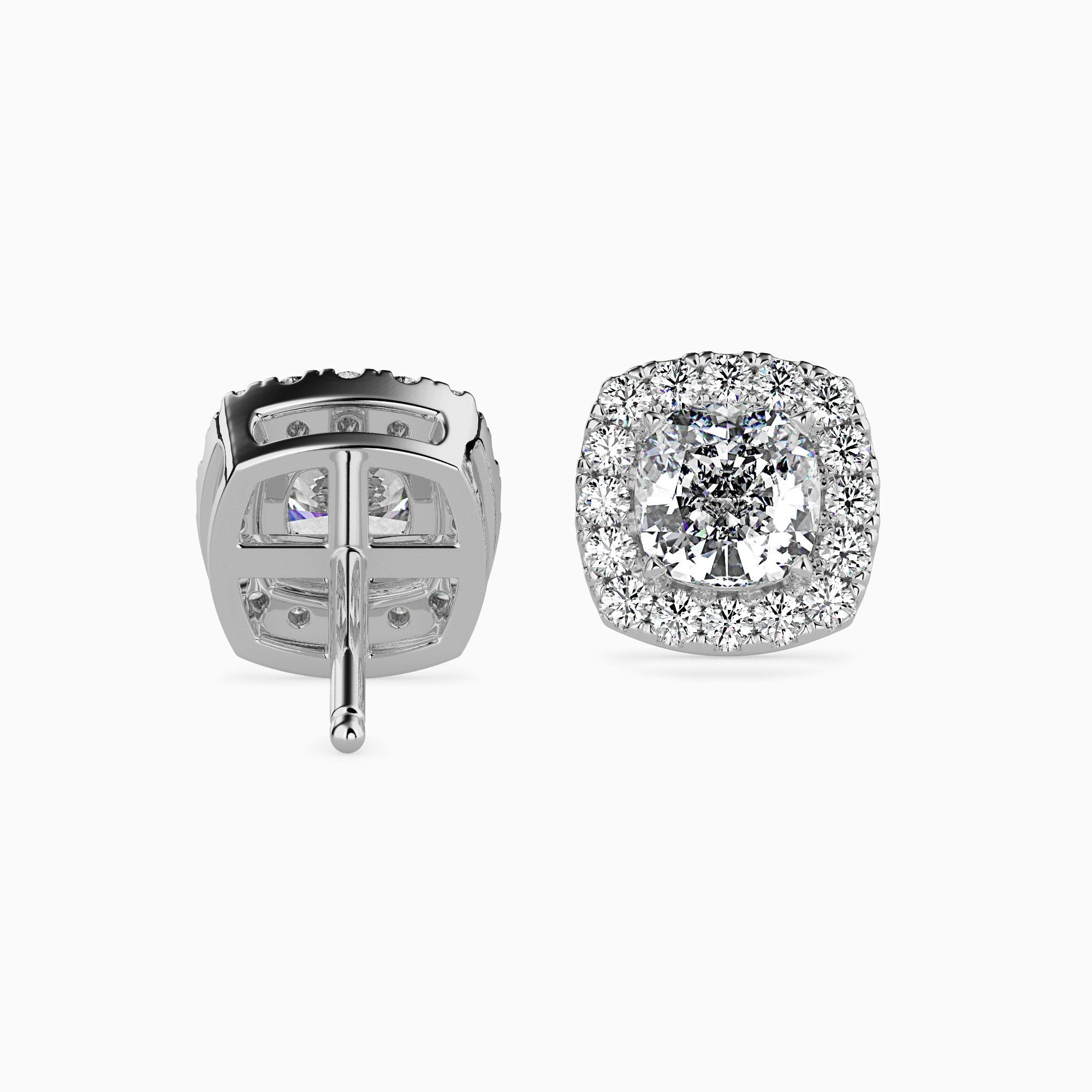 Mallorca Solitaire Halo Cushion Earrings