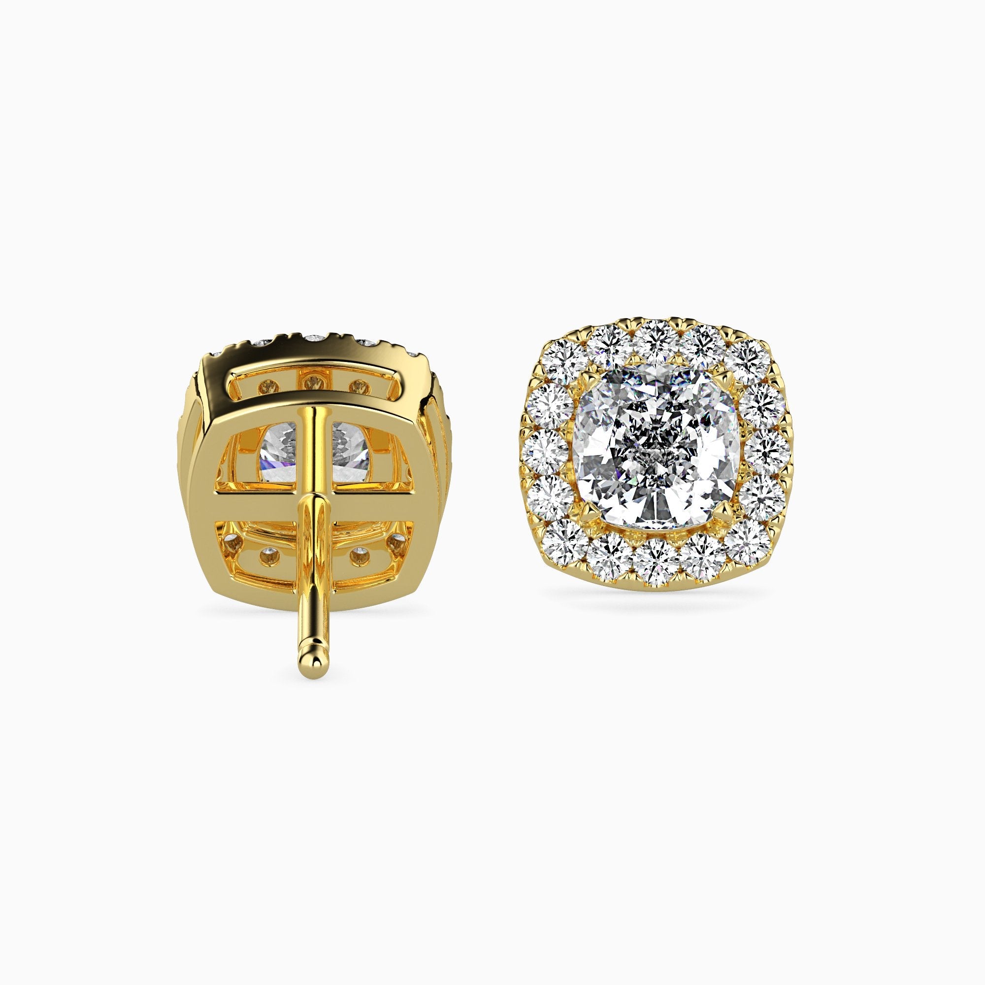 Mallorca Solitaire Halo Cushion Earrings