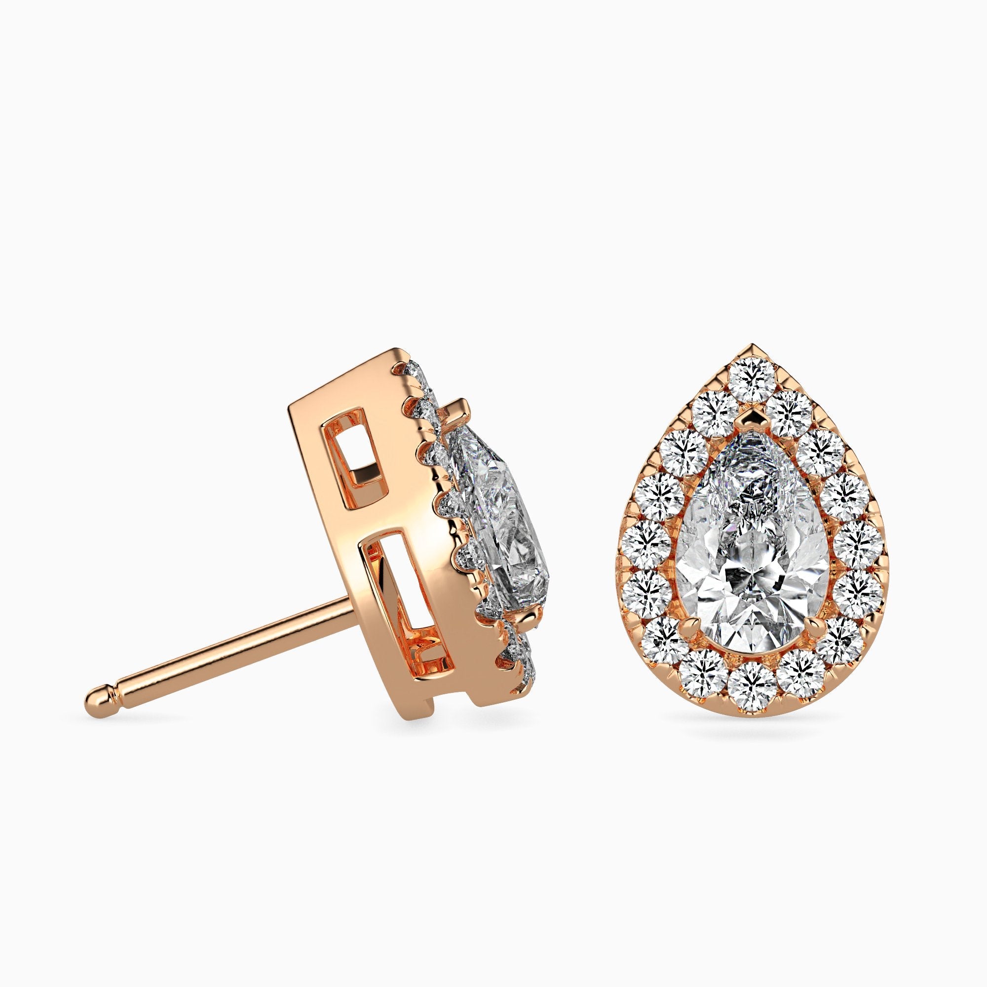Boucles d'oreilles Palermo Solitaire Halo Poire