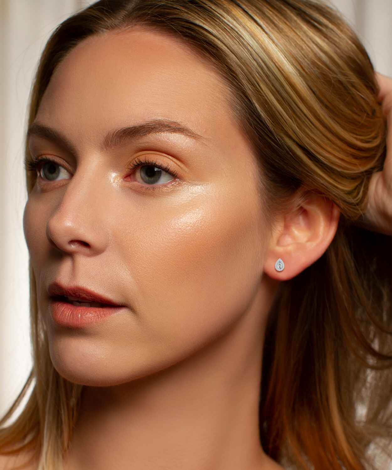 Boucles d'oreilles Palermo Solitaire Halo Poire