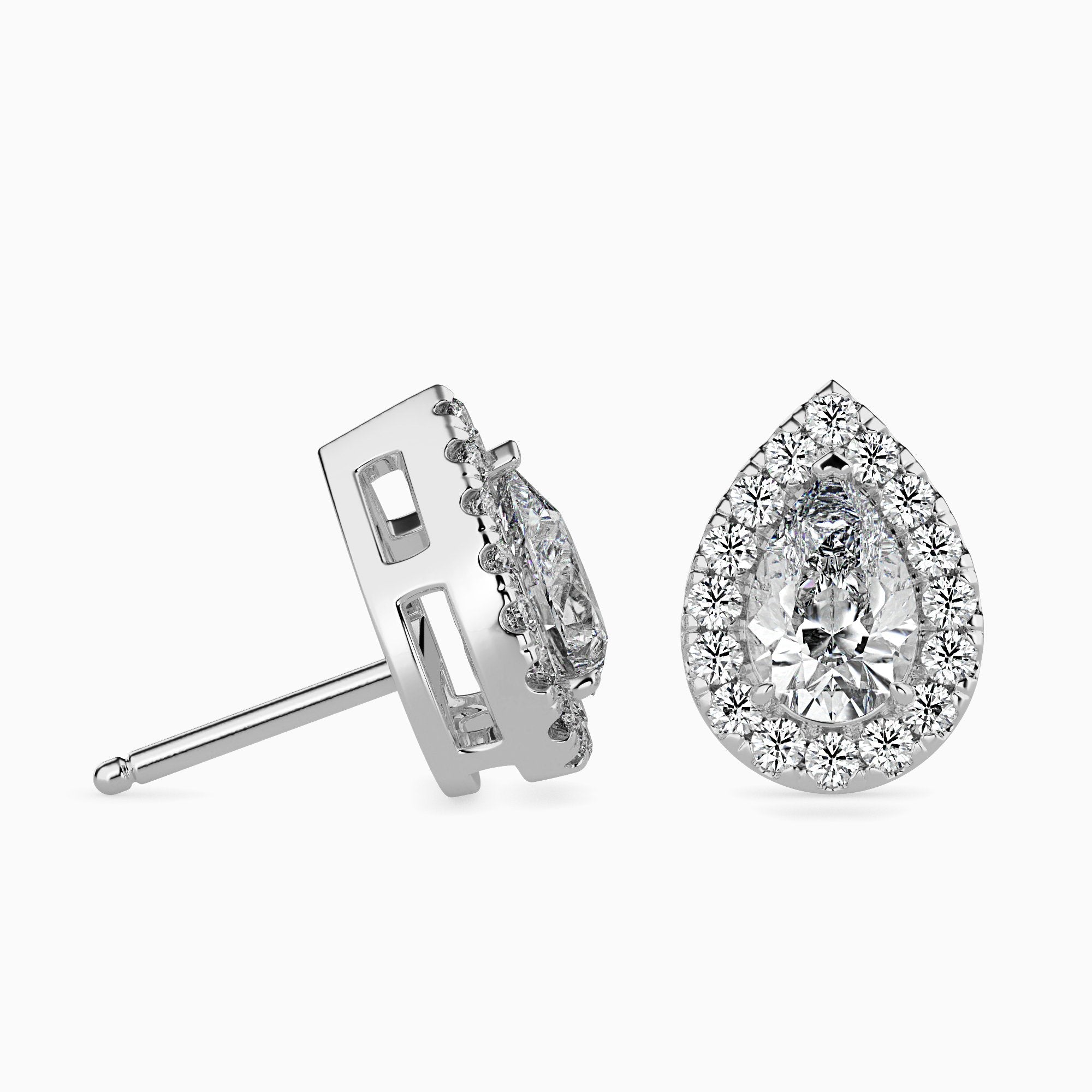 Boucles d'oreilles Palermo Solitaire Halo Poire