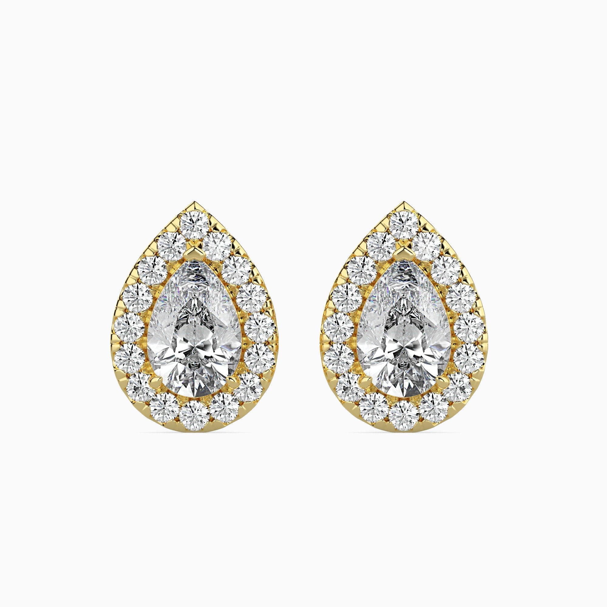 Boucles d'oreilles Palermo Solitaire Halo Poire