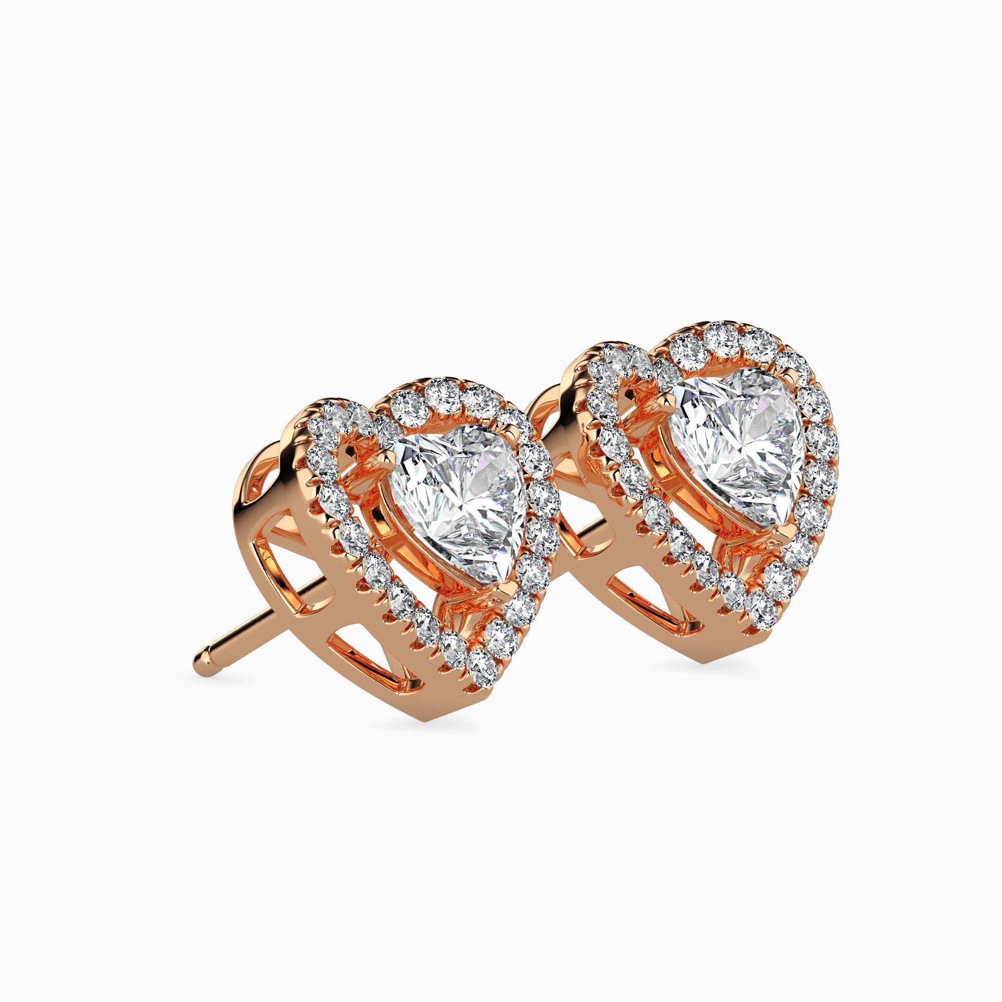 2 ctw Solitaire Halo Heart Earrings