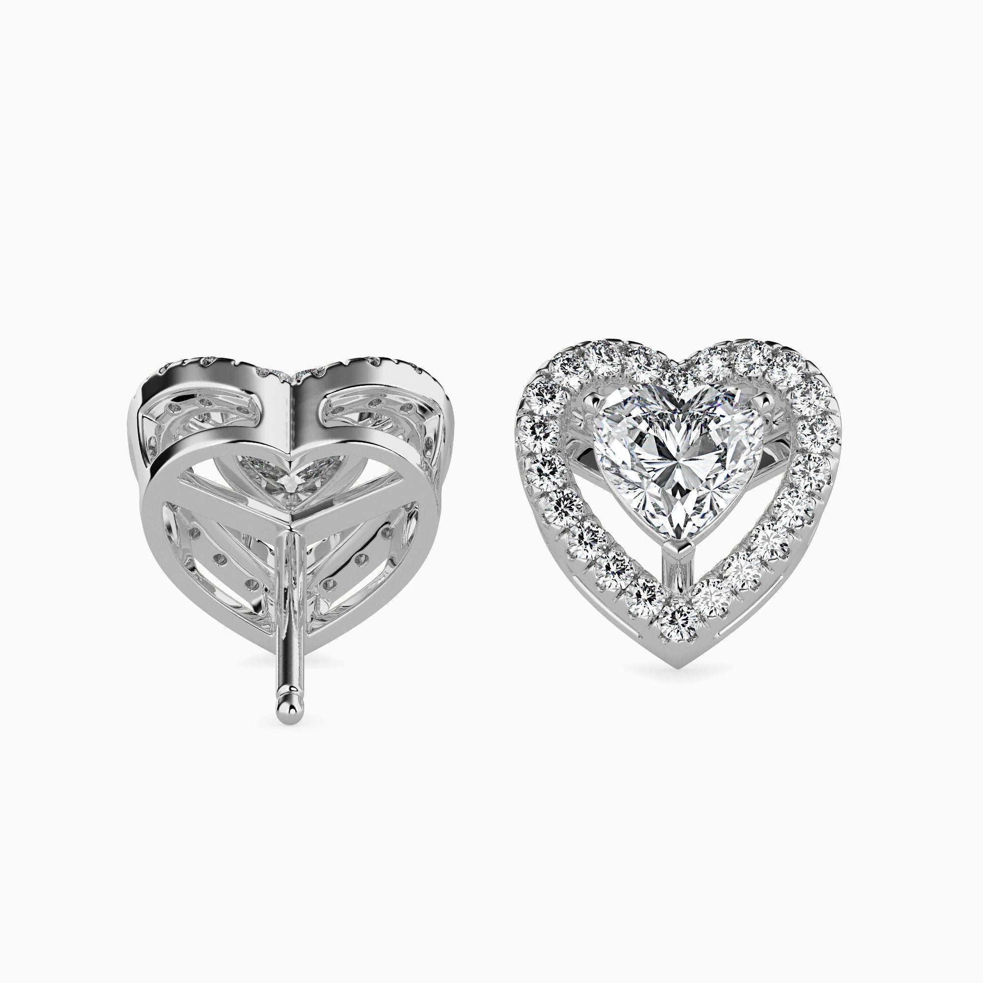 2 ctw Solitaire Halo Heart Earrings