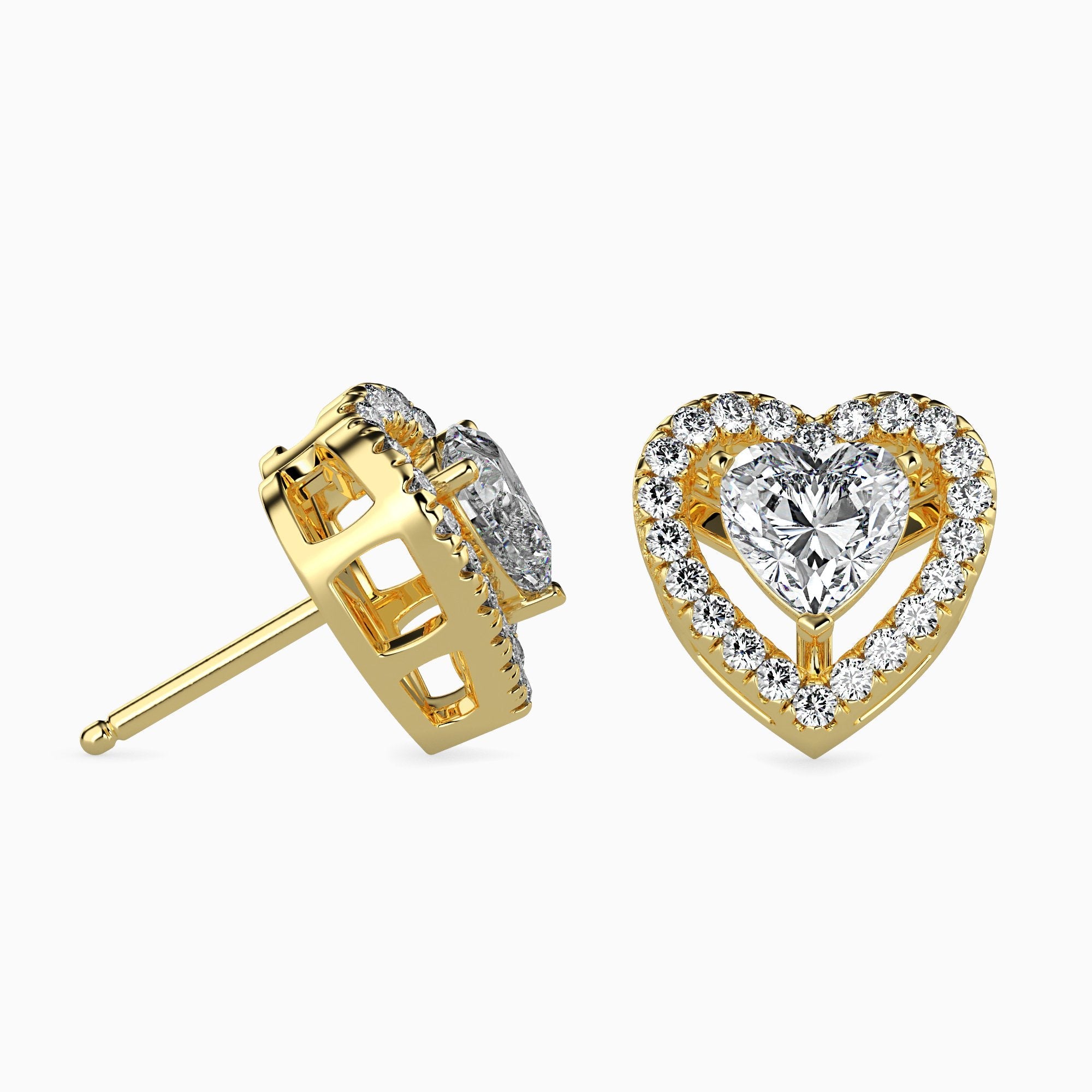 2 ctw Solitaire Halo Heart Earrings