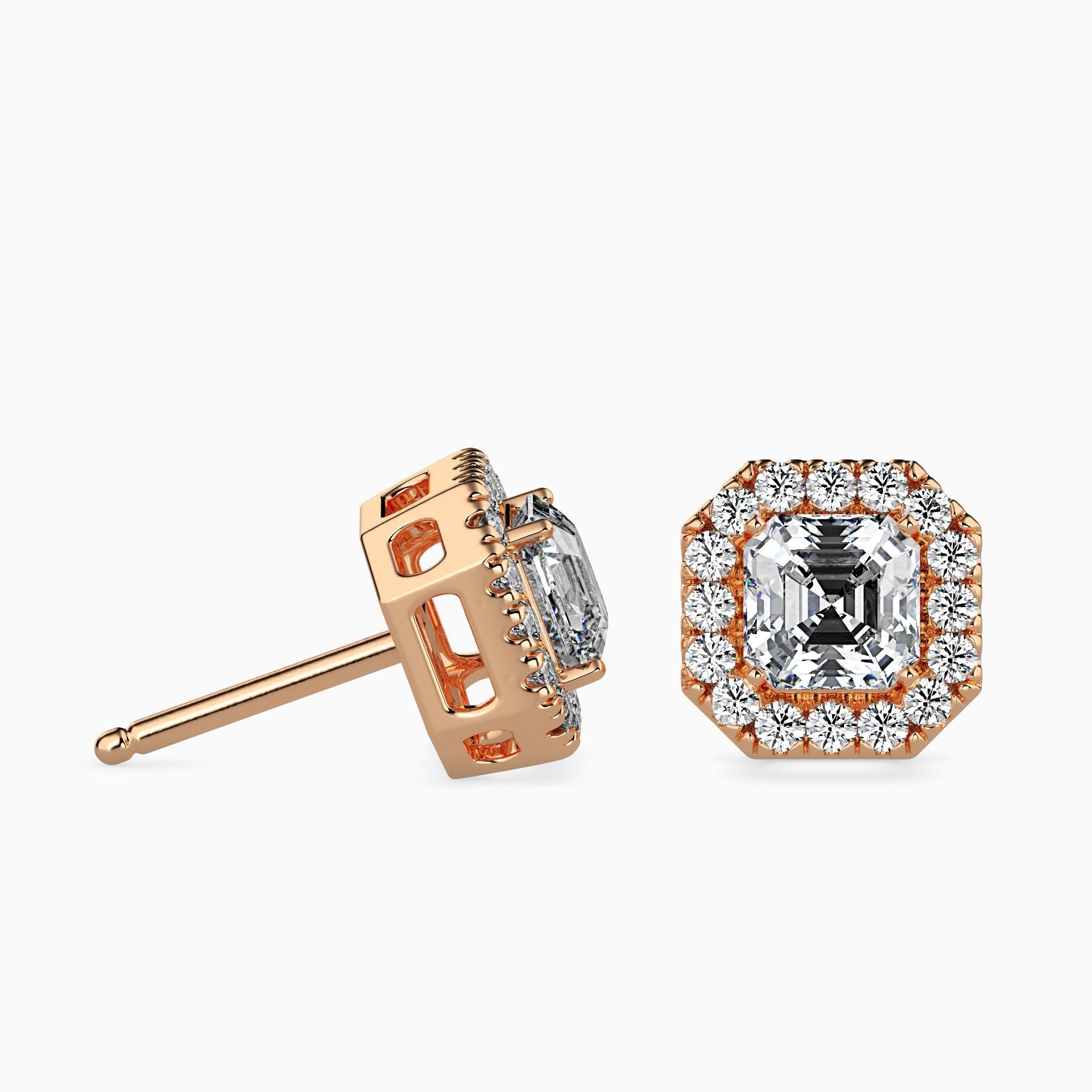 Santorini Solitaire Halo Asscher Earrings