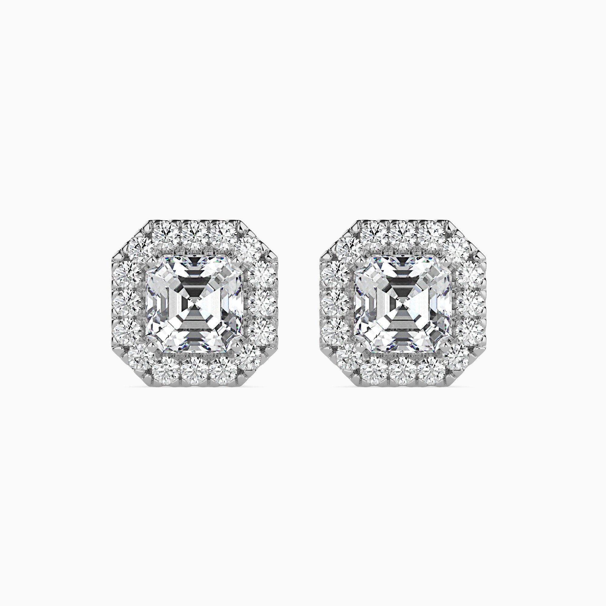 Santorini Solitaire Halo Asscher Earrings