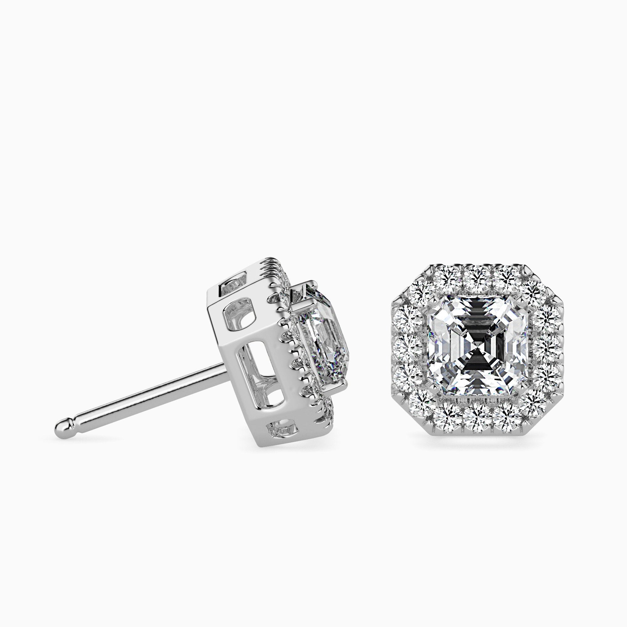 Santorini Solitaire Halo Asscher Earrings