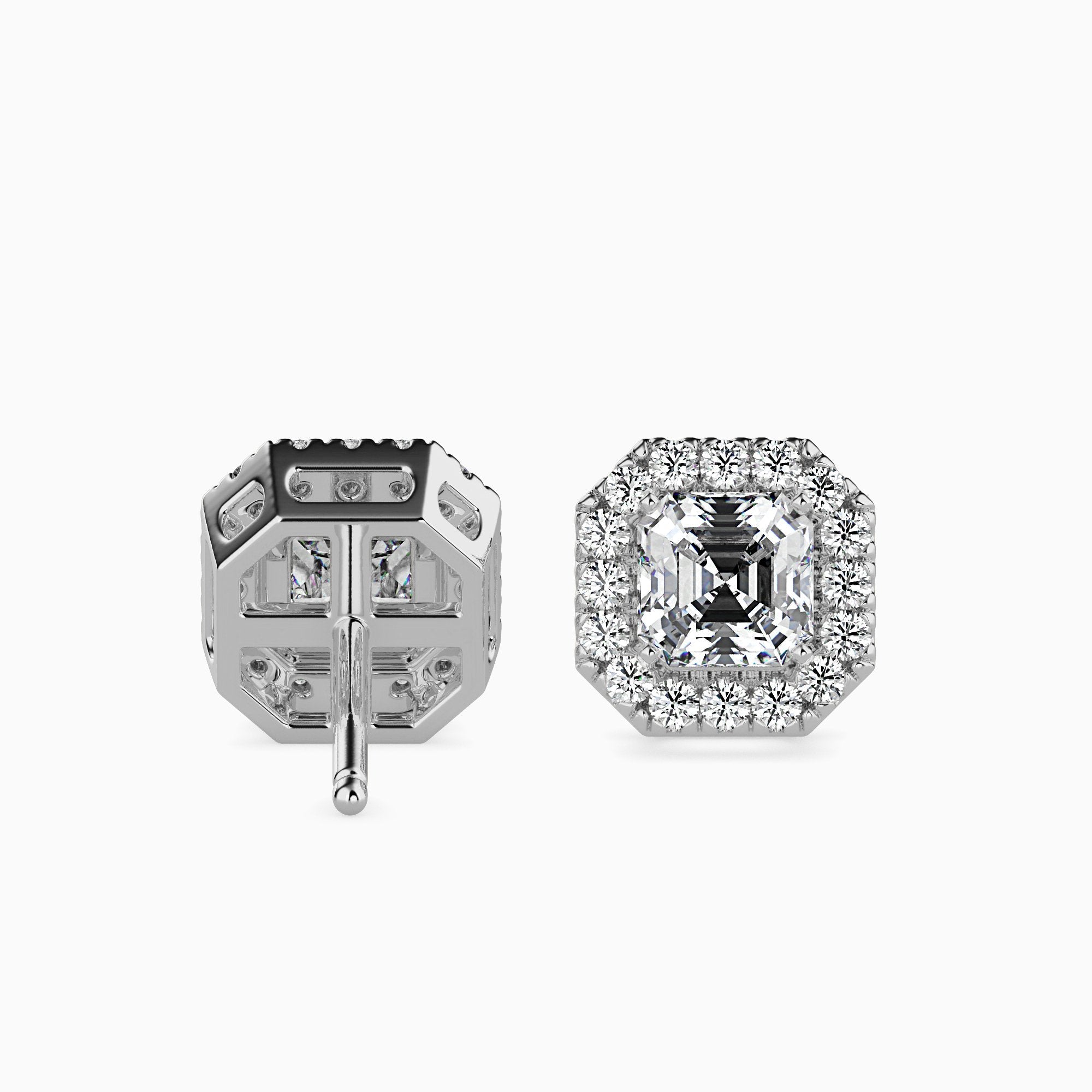 Santorini Solitaire Halo Asscher Earrings