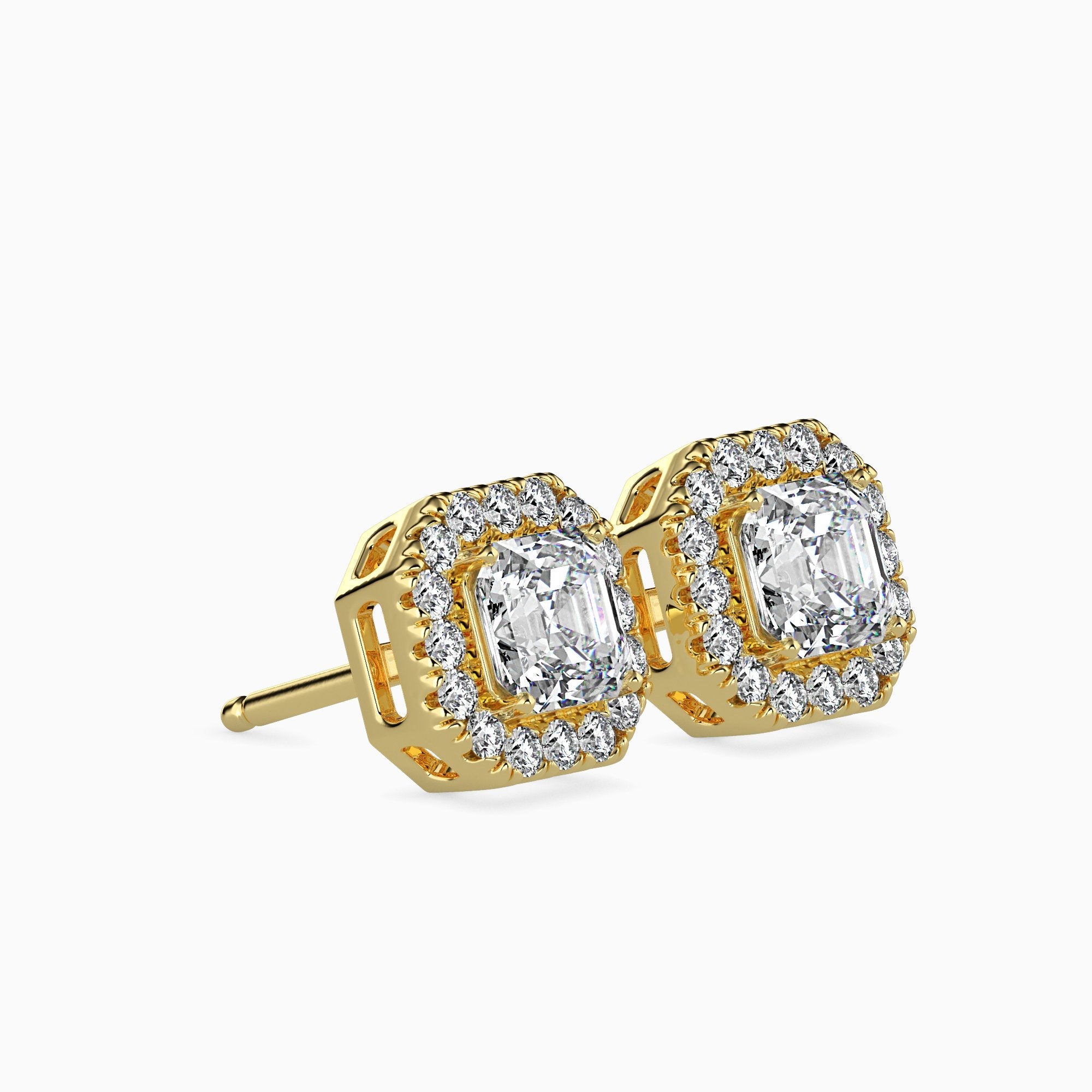 Santorini Solitaire Halo Asscher Earrings