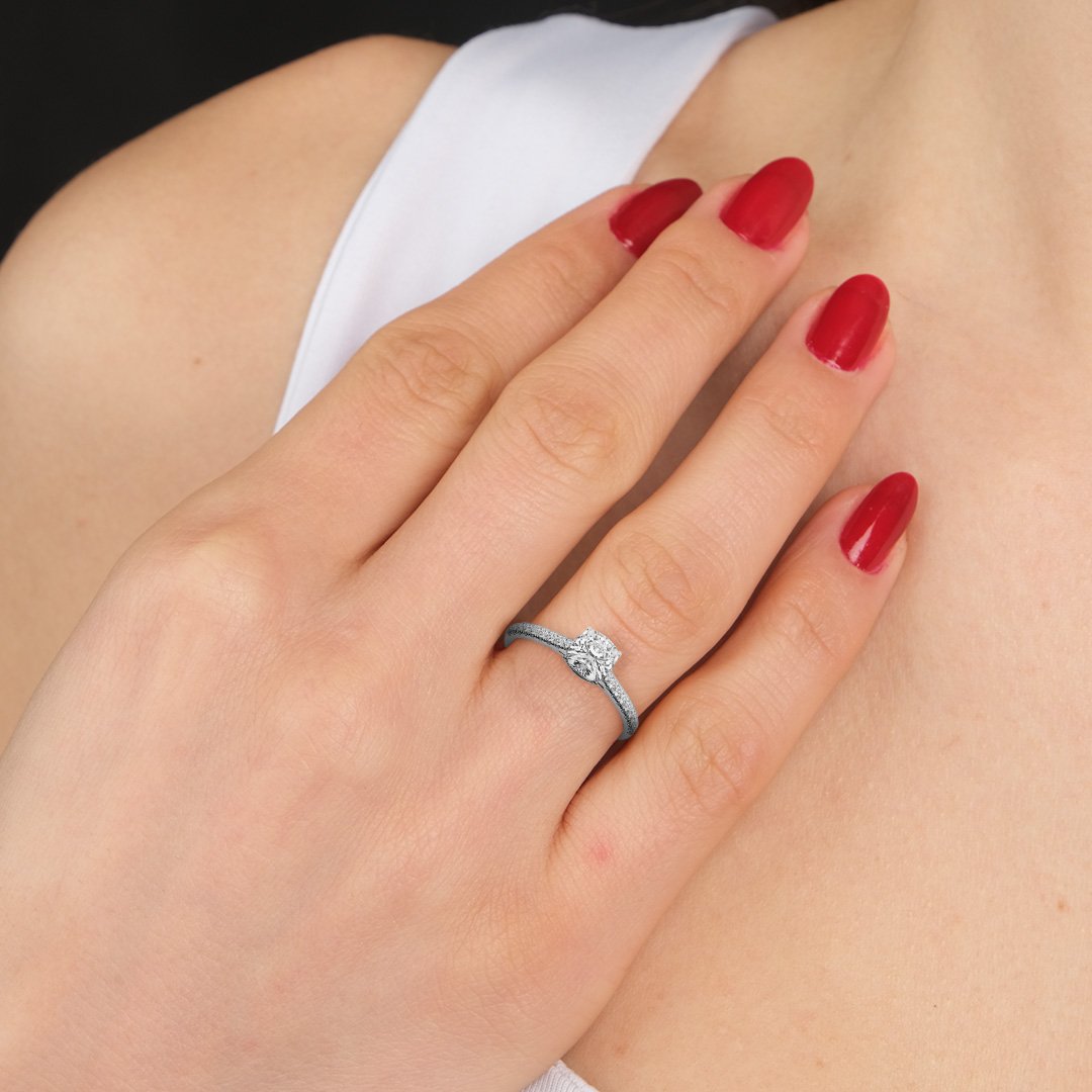 Nina Solitaire Pave Cushion Setting