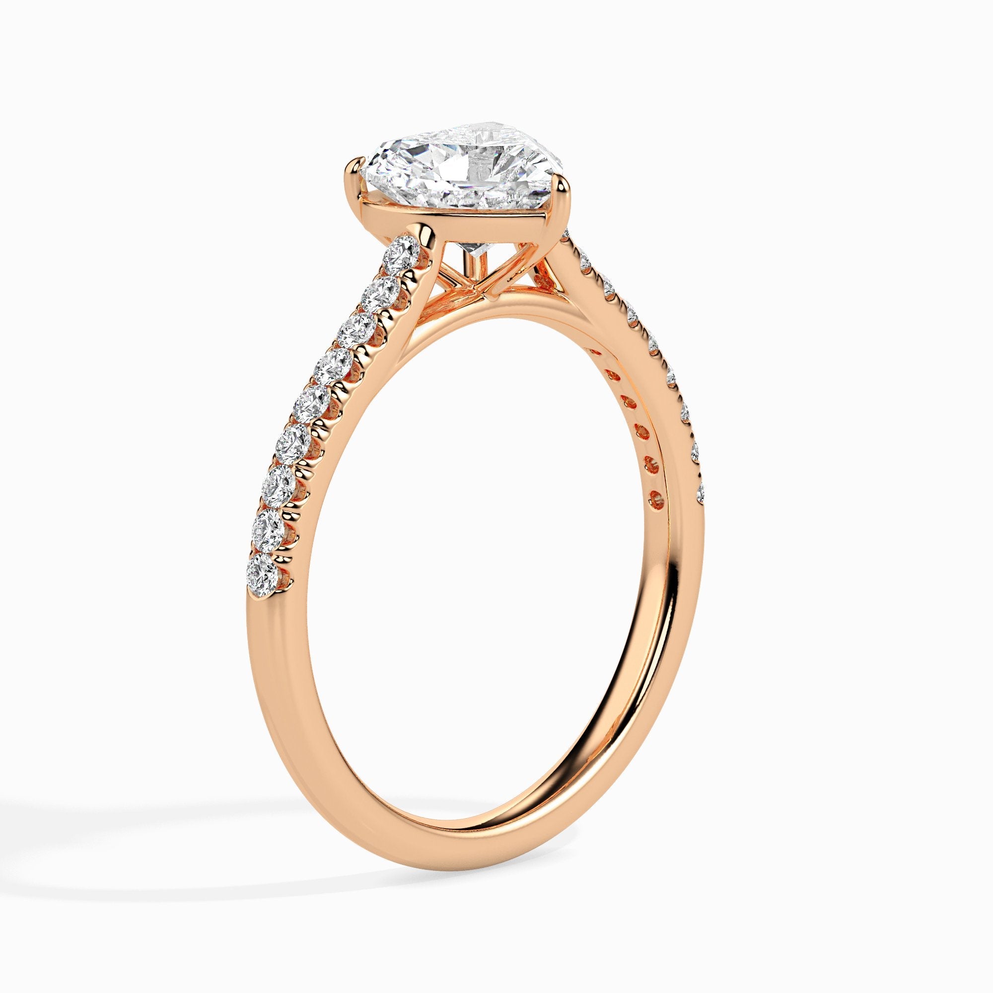 2 ctw Solitaire Pave Heart Ring