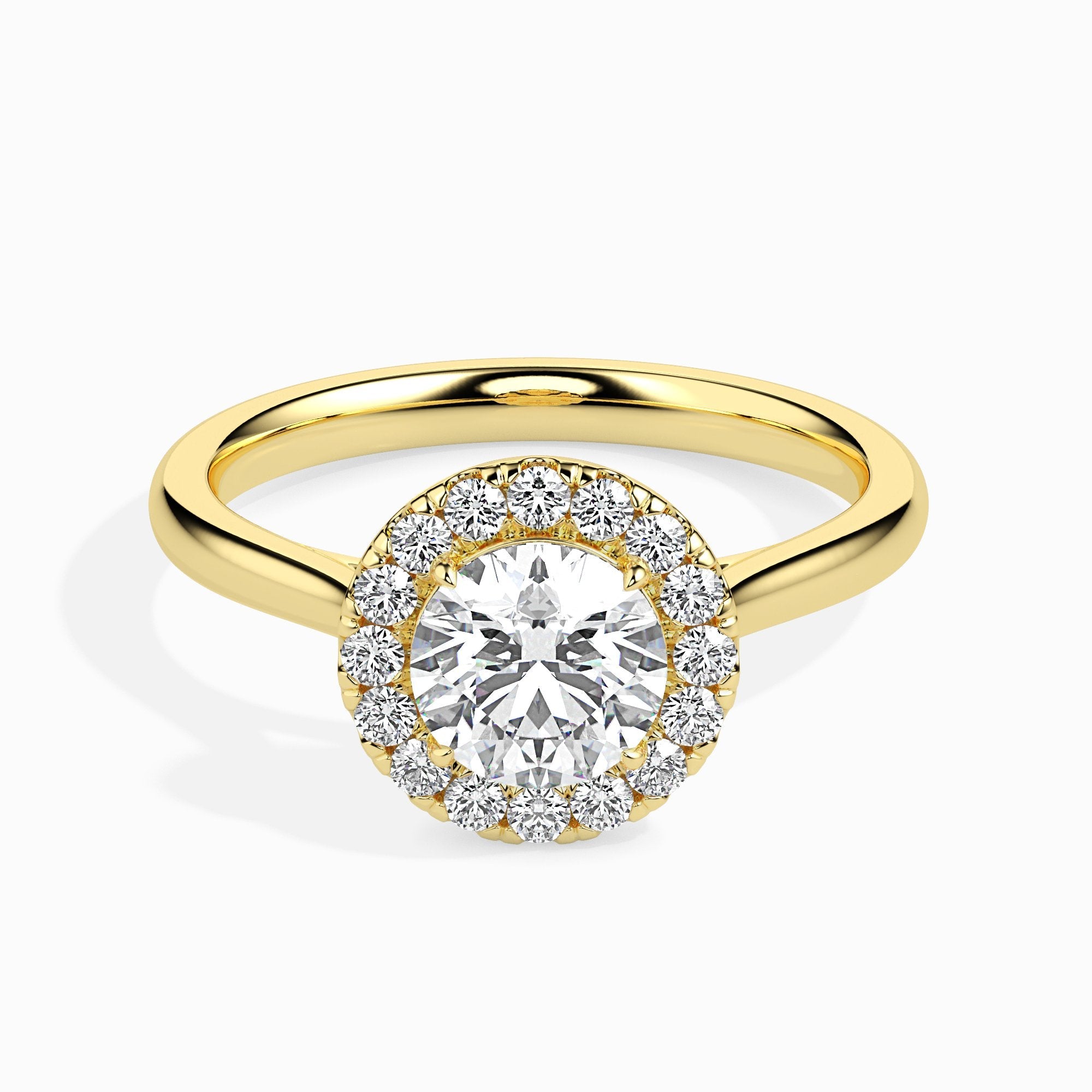 Bague ronde halo solitaire Patti