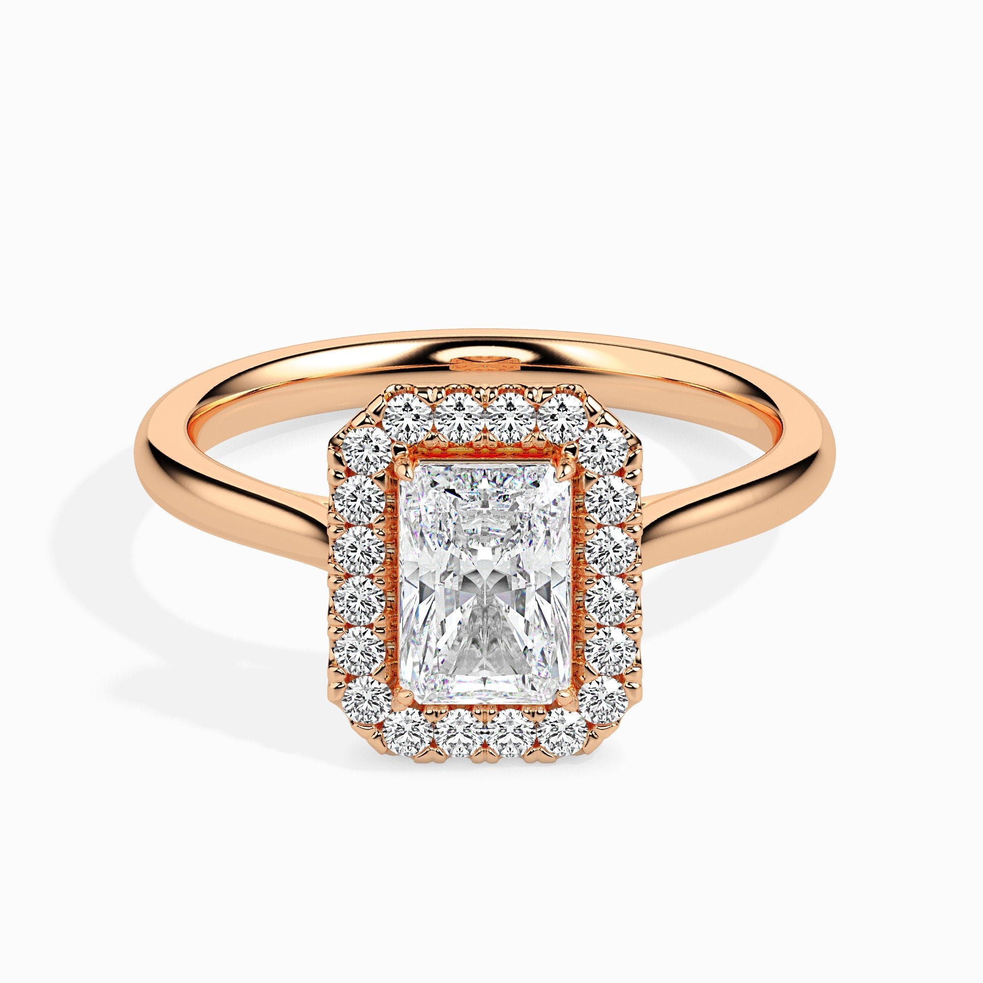 Bague de Solitaire Halo Kai, taille radiant