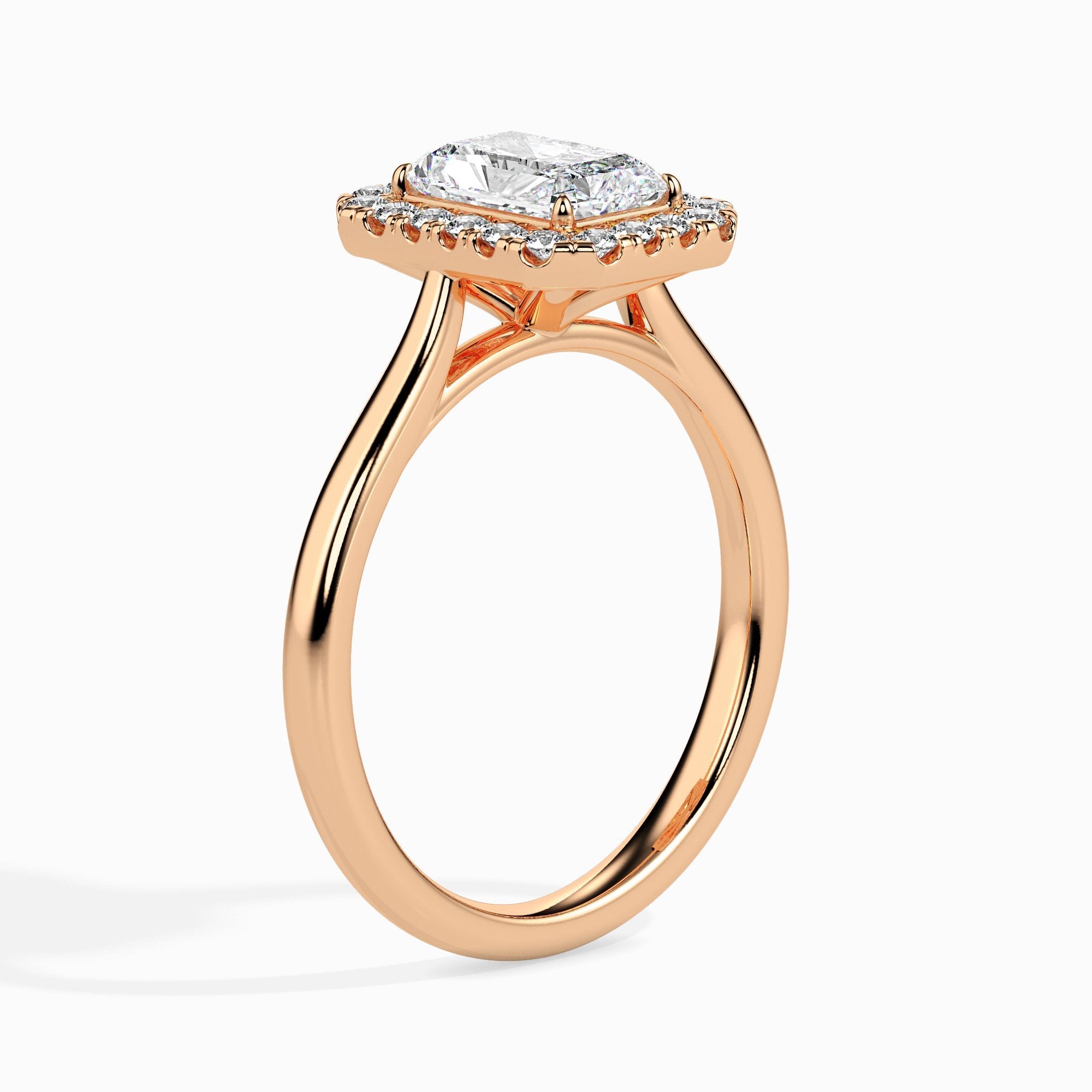 Bague de Solitaire Halo Kai, taille radiant