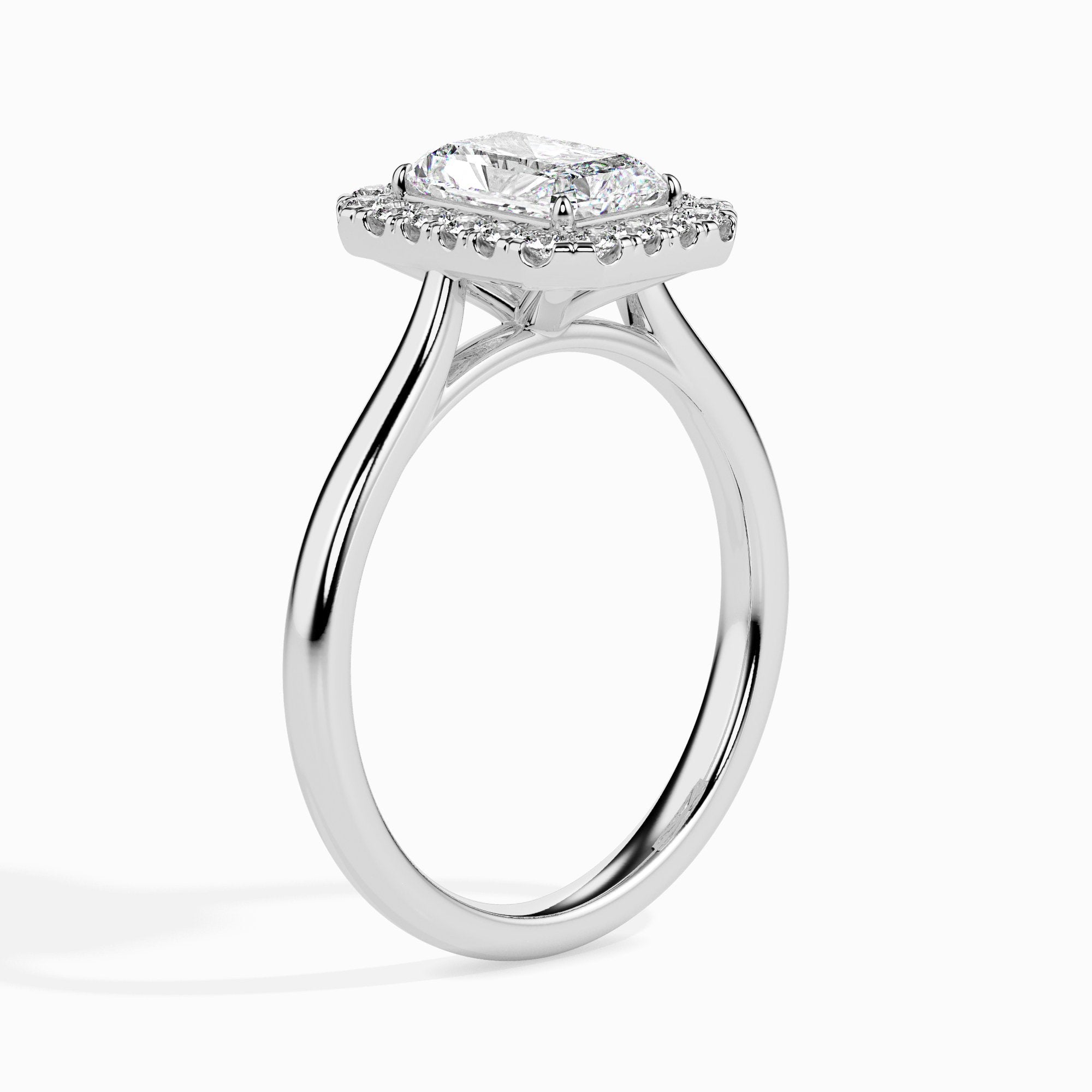 Bague de Solitaire Halo Kai, taille radiant