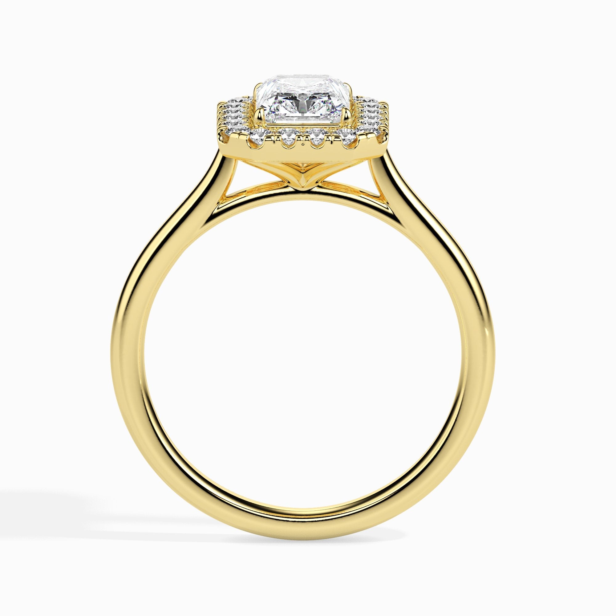 Bague de Solitaire Halo Kai, taille radiant
