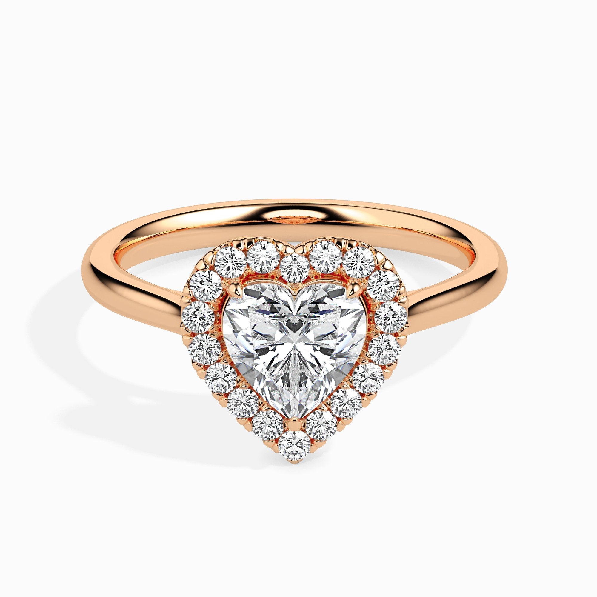 1 ctw Solitaire Halo Heart Ring