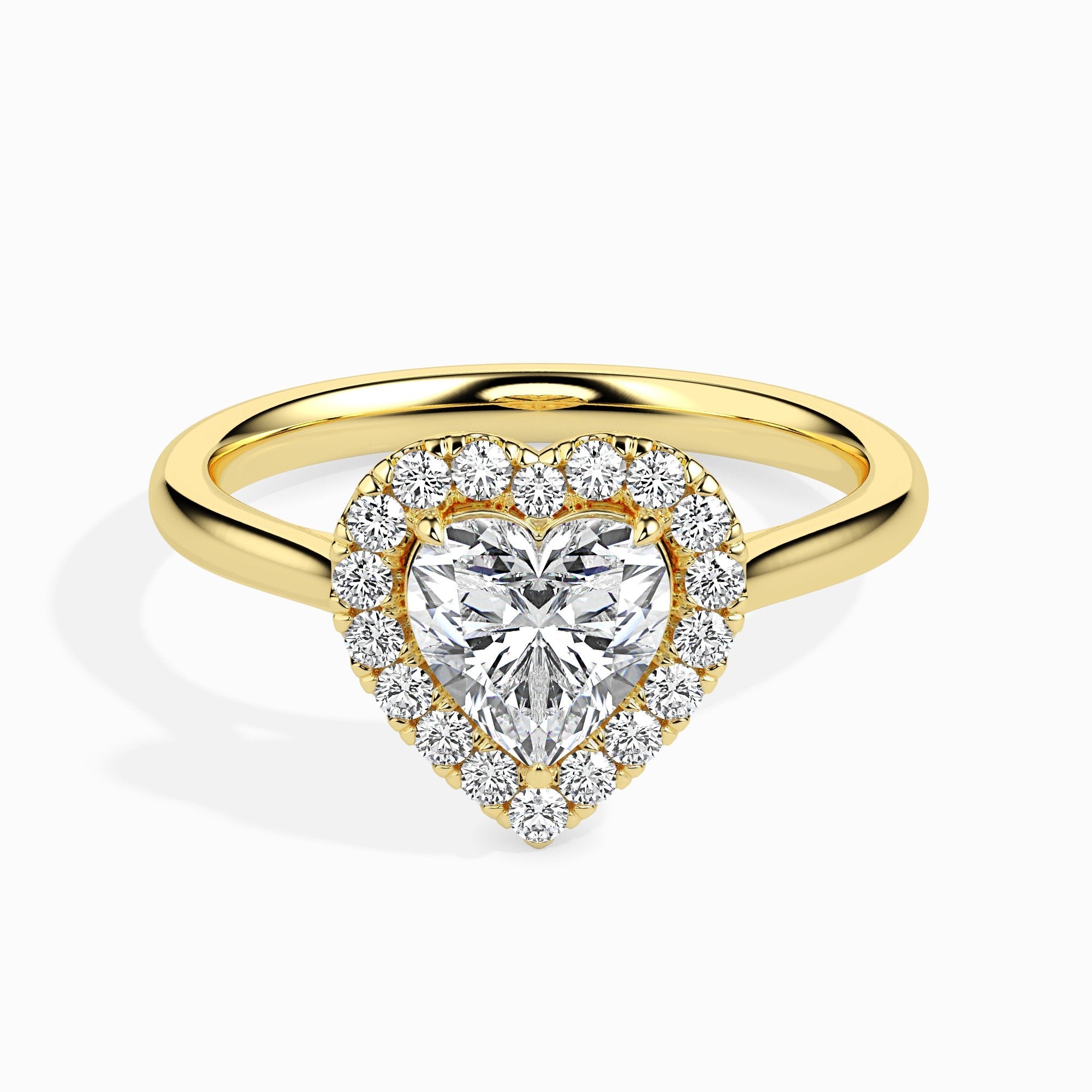 1 ctw Solitaire Halo Heart Ring