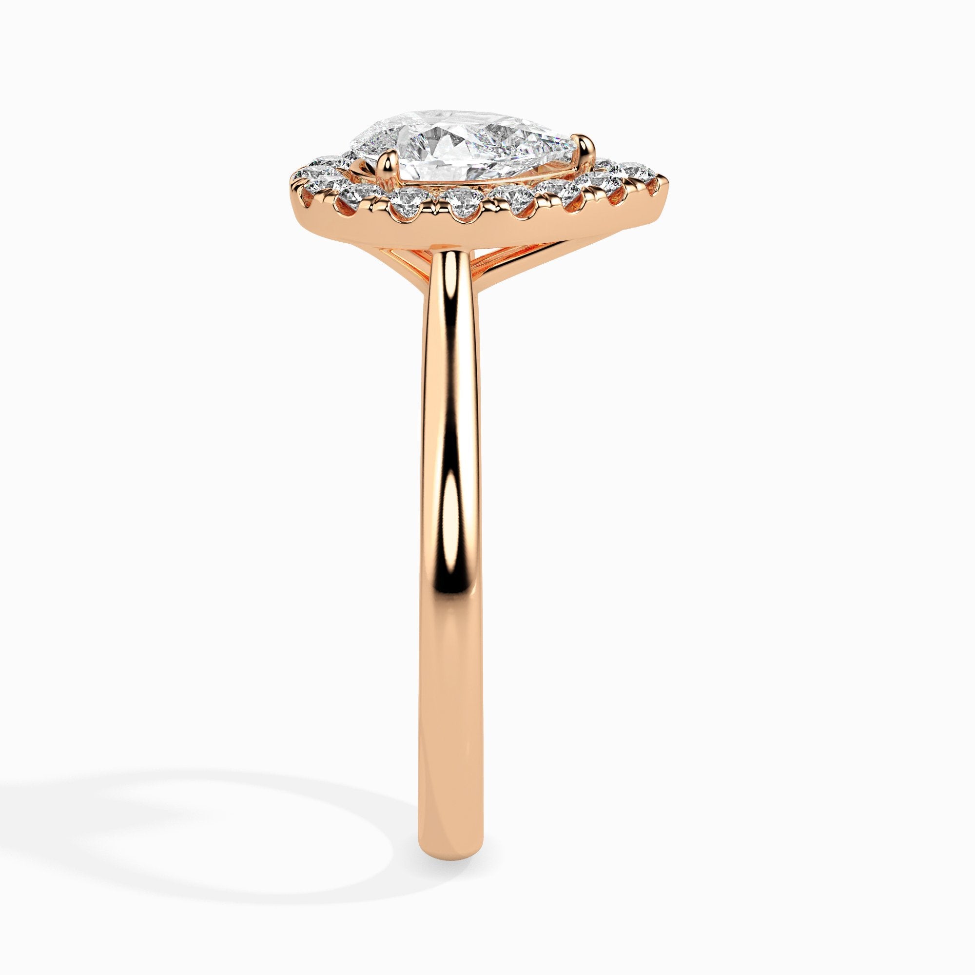 Bague Monica solitaire halo poire