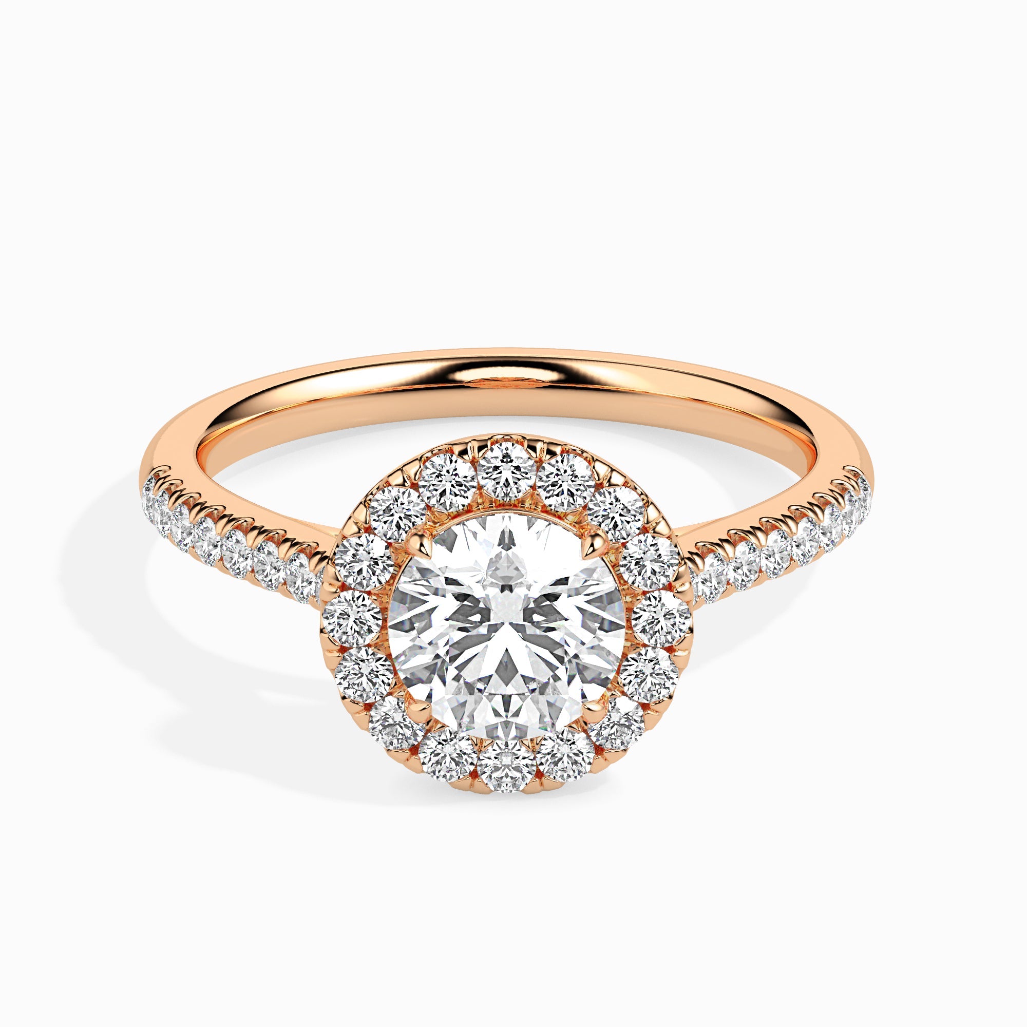 Bague Janis Solitaire Halo Pavé Rond