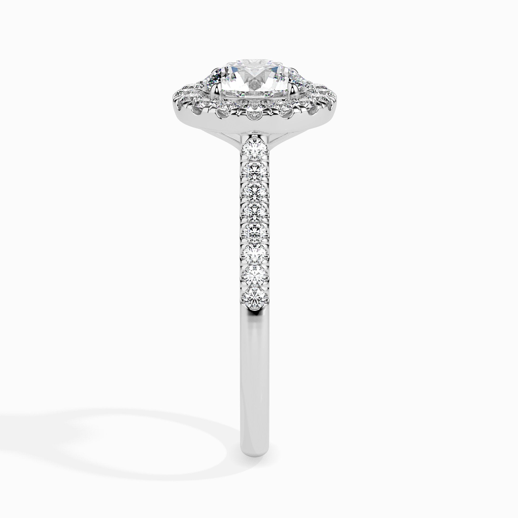 Bague Janis Solitaire Halo Pavé Rond