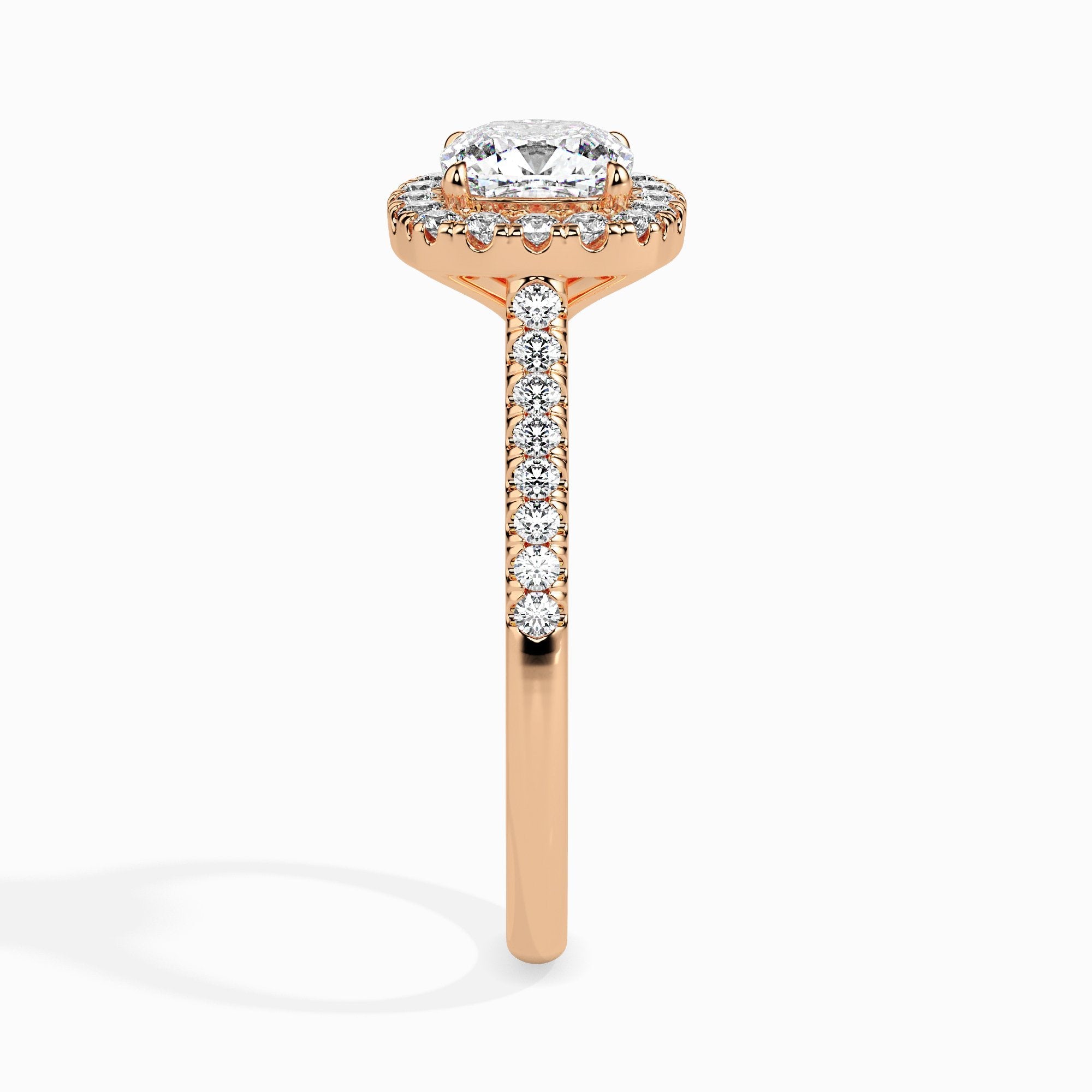 Bague Coussin Nova Solitaire Halo Pavé