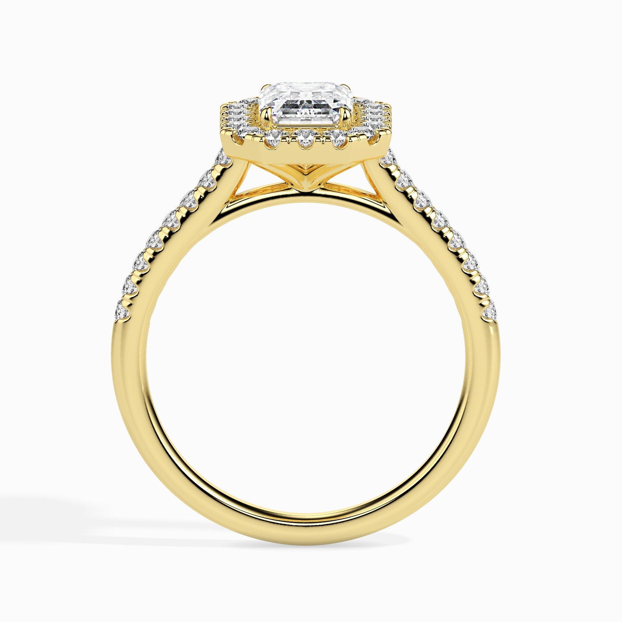 Bague Paquita Solitaire Halo Pavé Émeraude