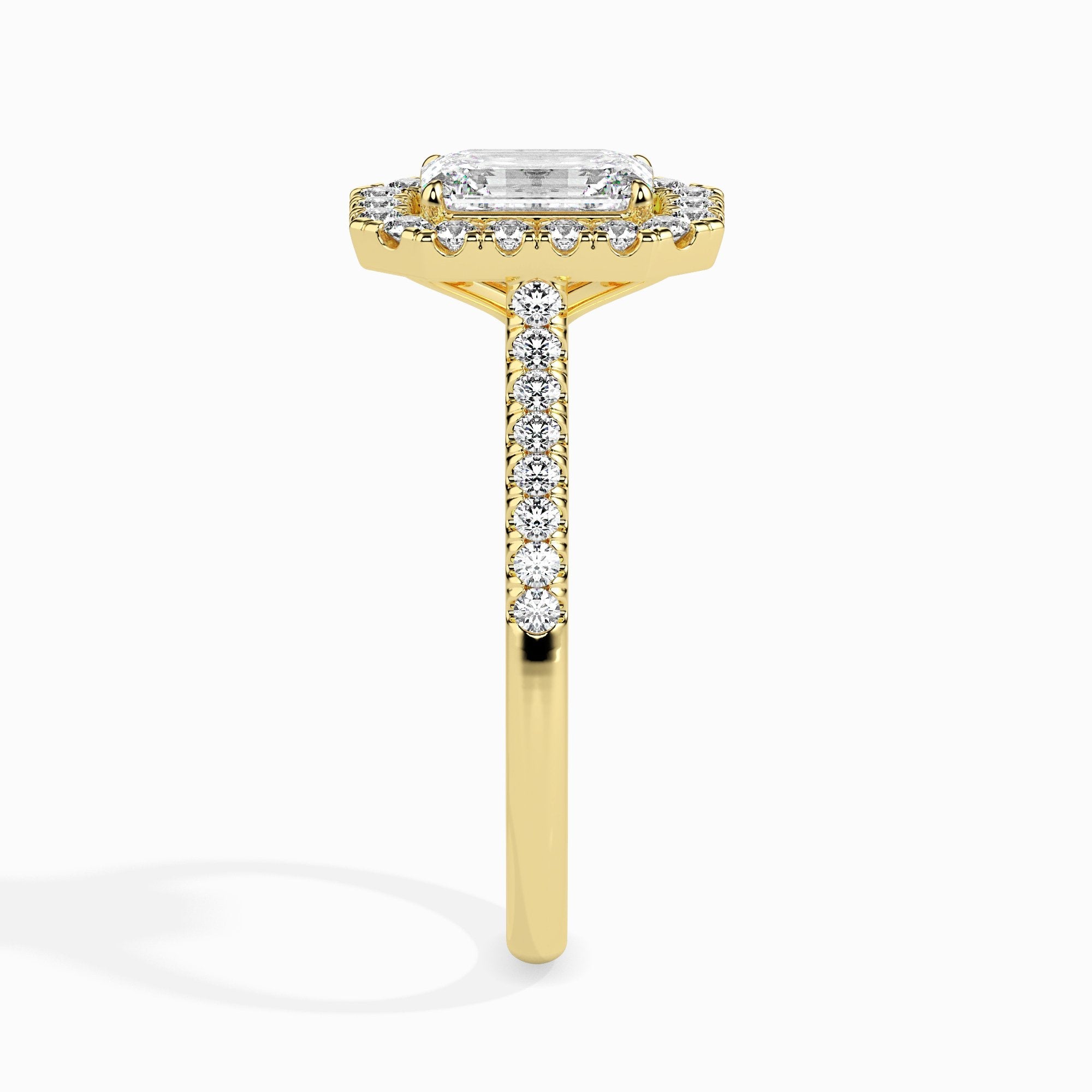 Paquita Solitaire Halo Pave monture émeraude