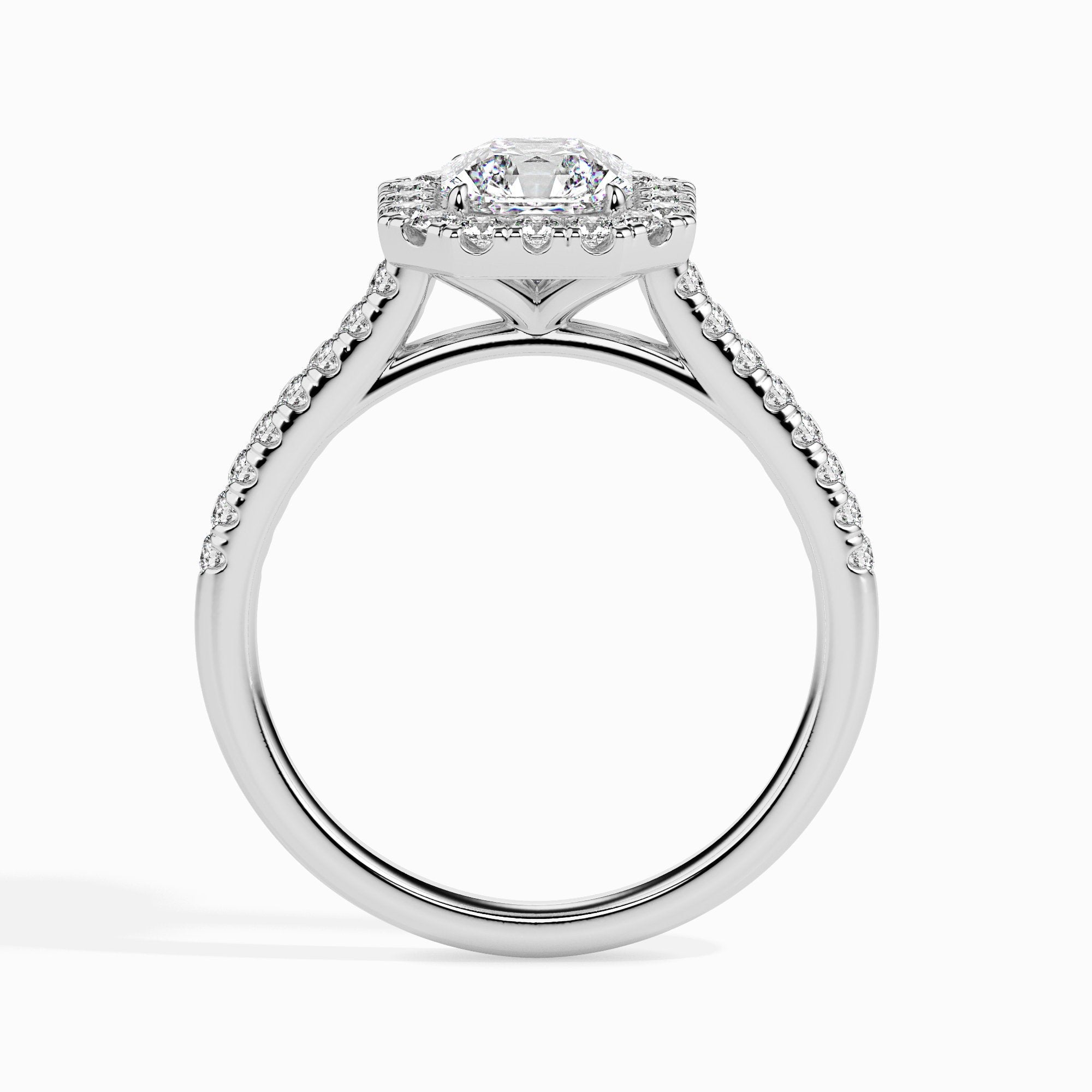 Bague Sua Solitaire Halo Pave Asscher