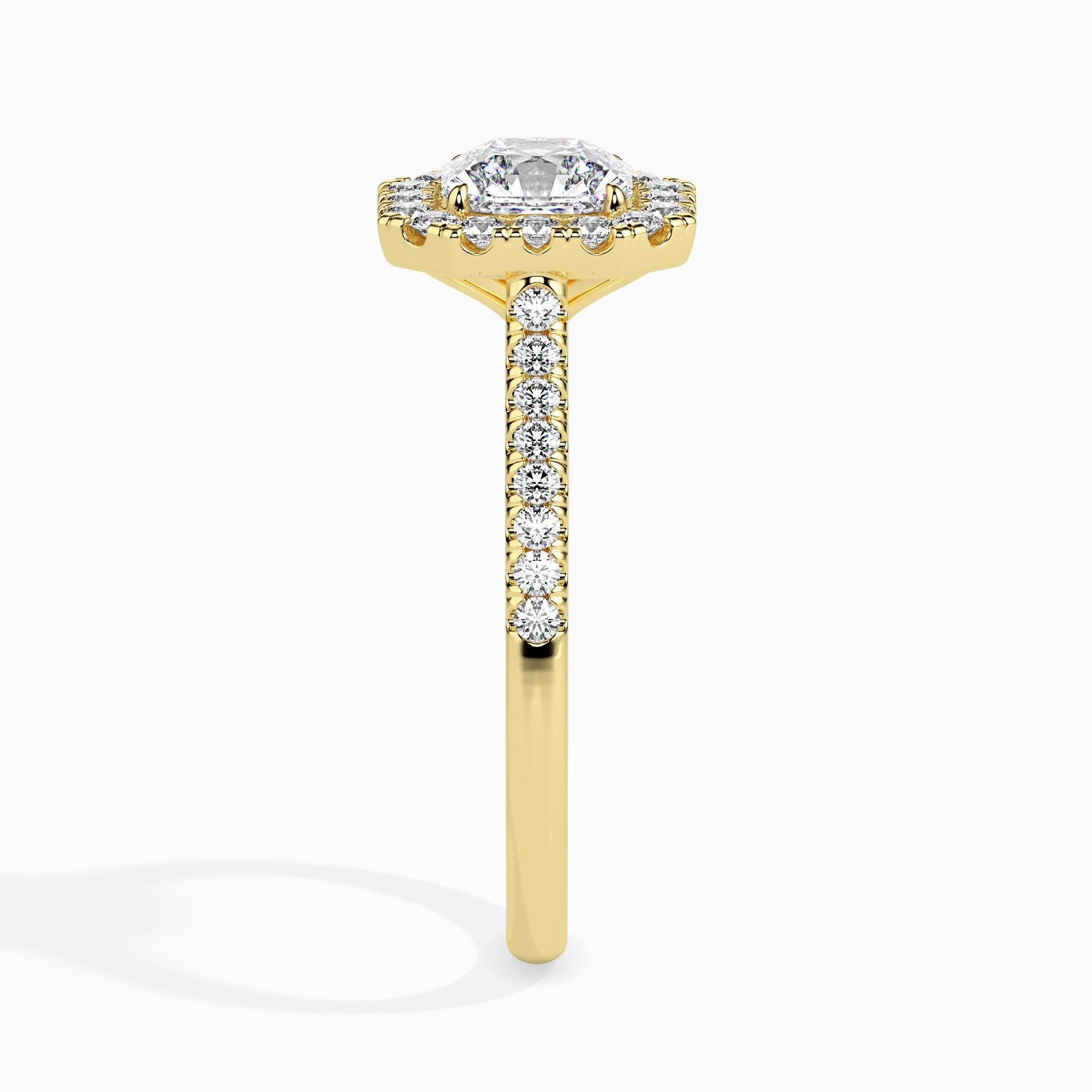 Bague Sua Solitaire Halo Pave Asscher