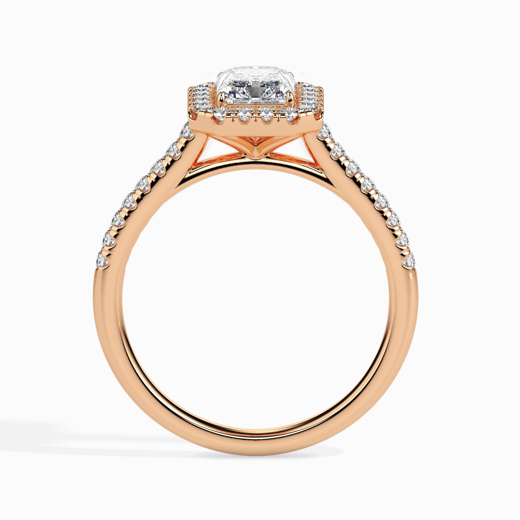 Maud Solitaire Halo Pave Radiant Setting