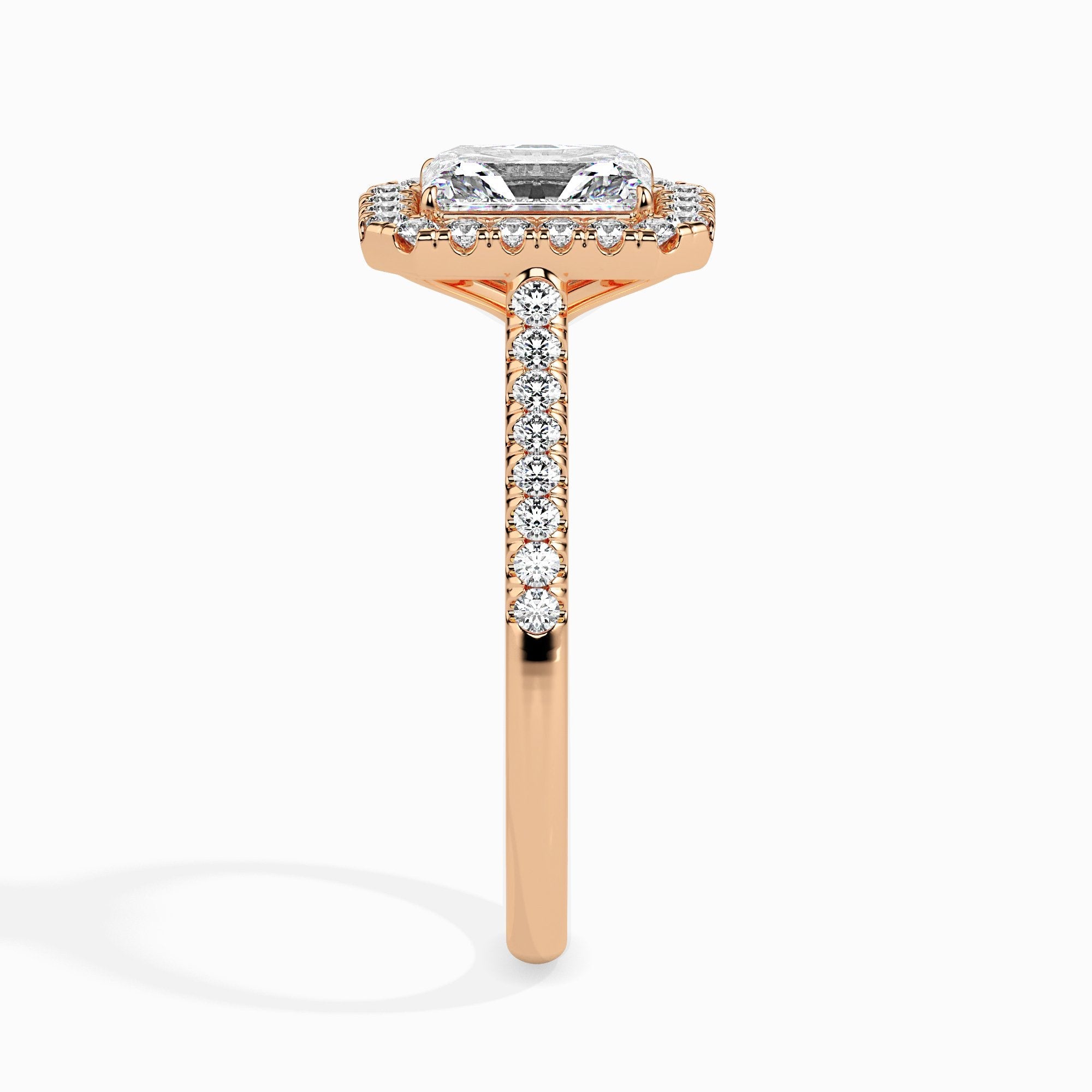 Maud Solitaire Halo Pave Radiant Setting