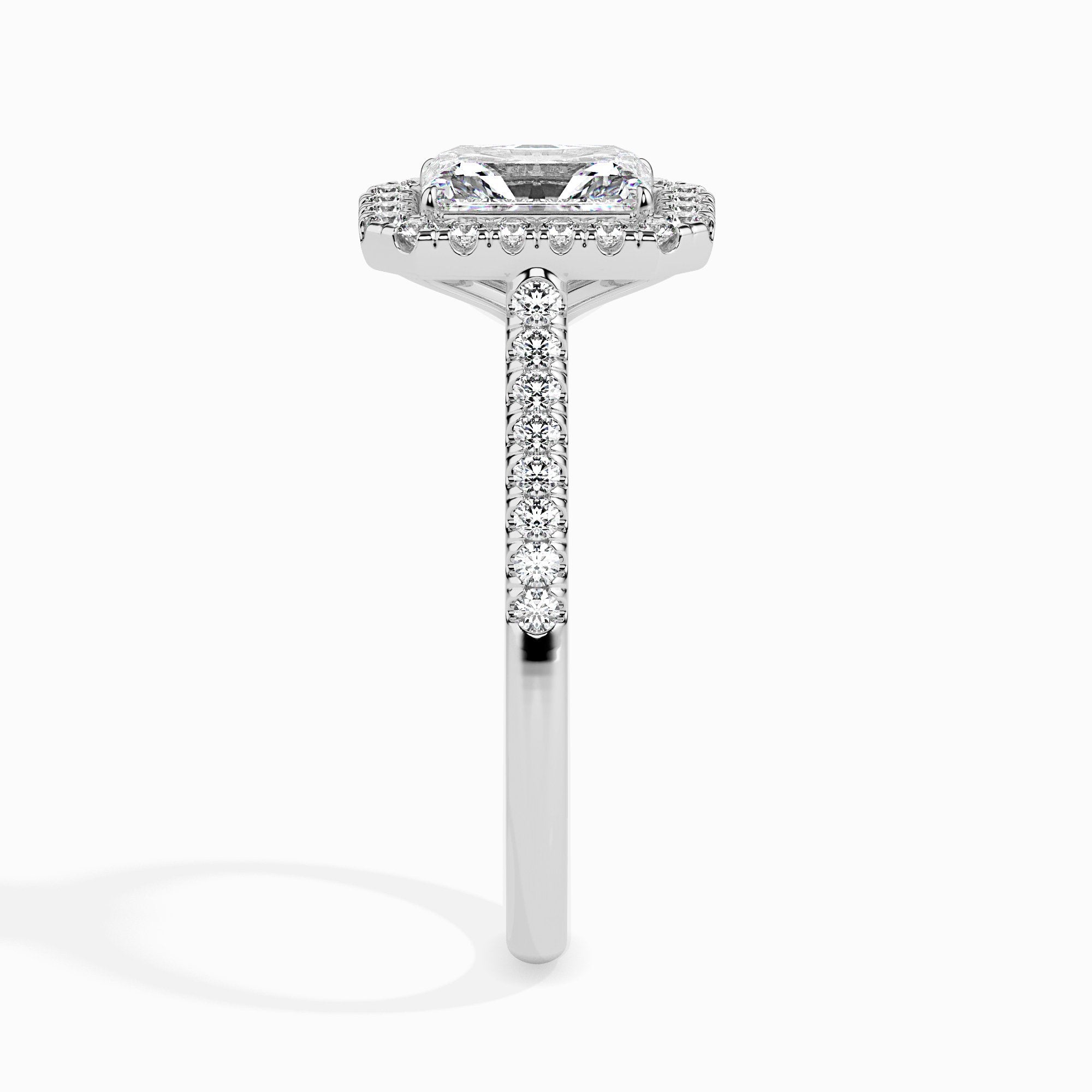 Maud Solitaire Halo Pave Radiant Setting