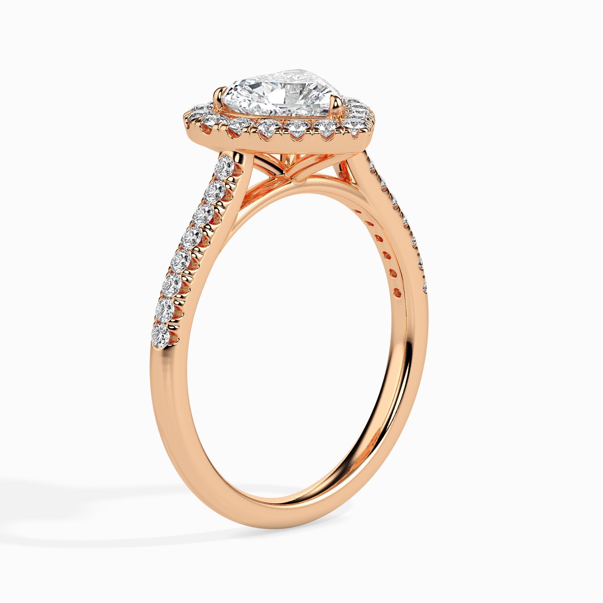 Bague Cœur Olbia Solitaire Halo Pavé