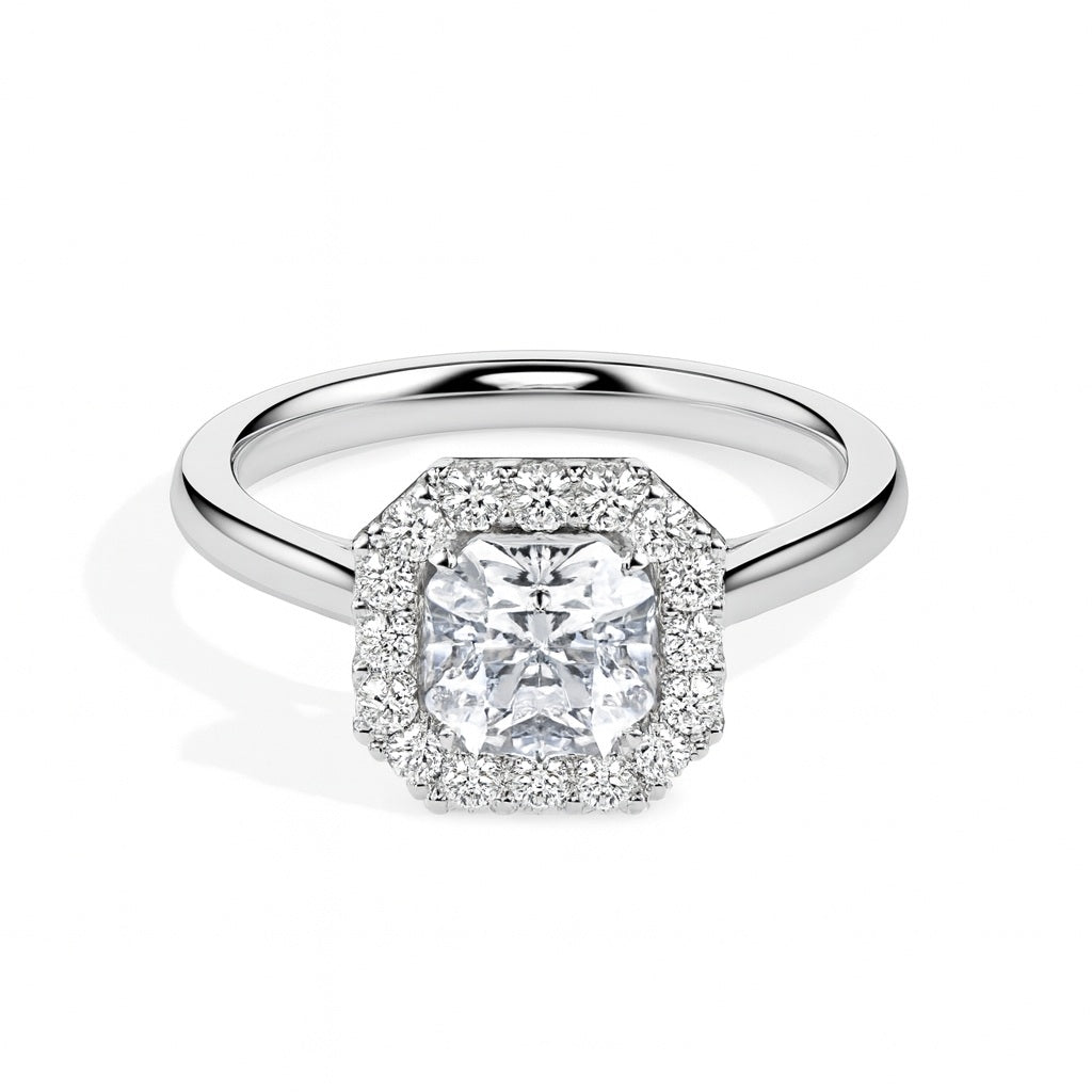 Adelaide Solitaire Halo Asscher Ring