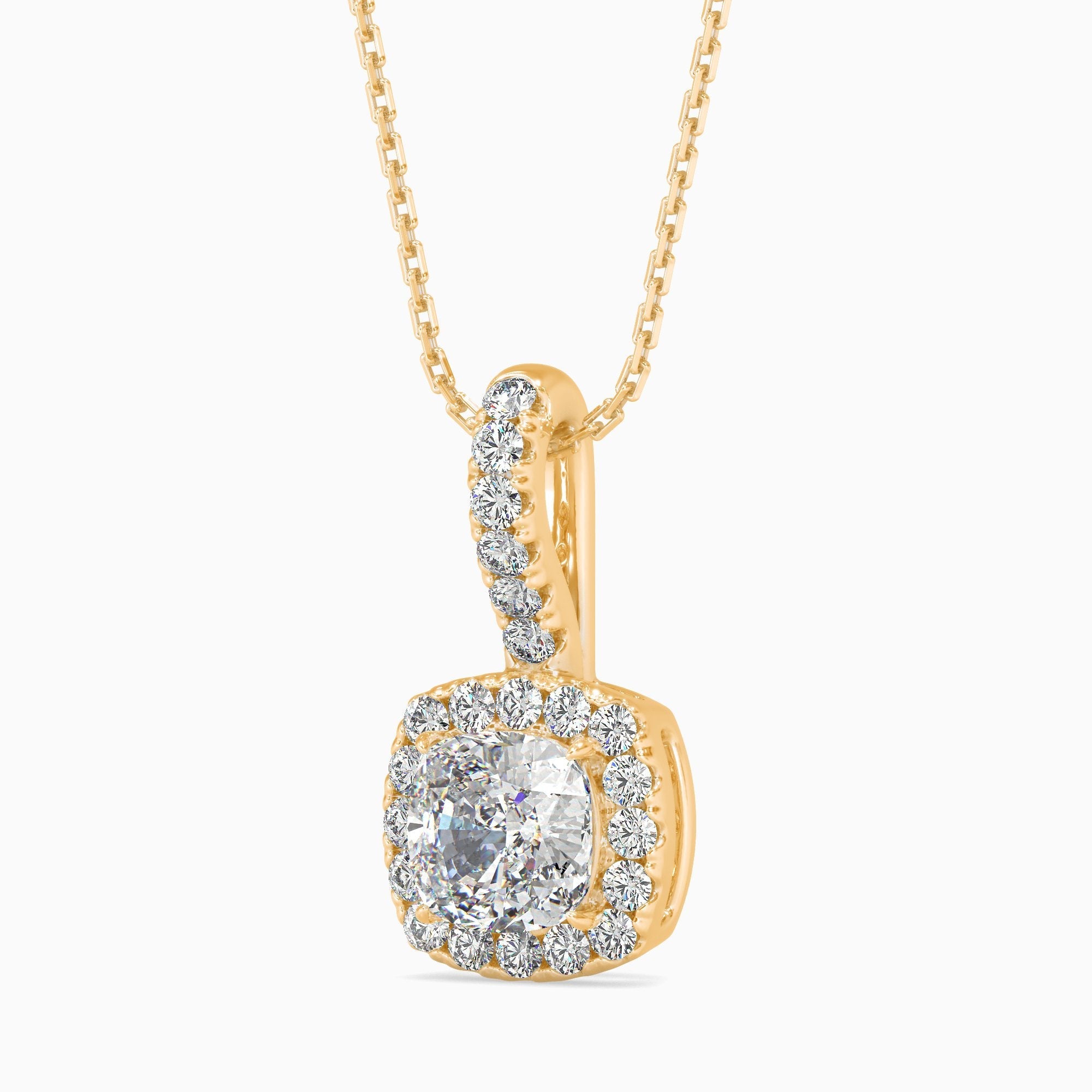 Milano Solitaire Halo Cushion Pendant
