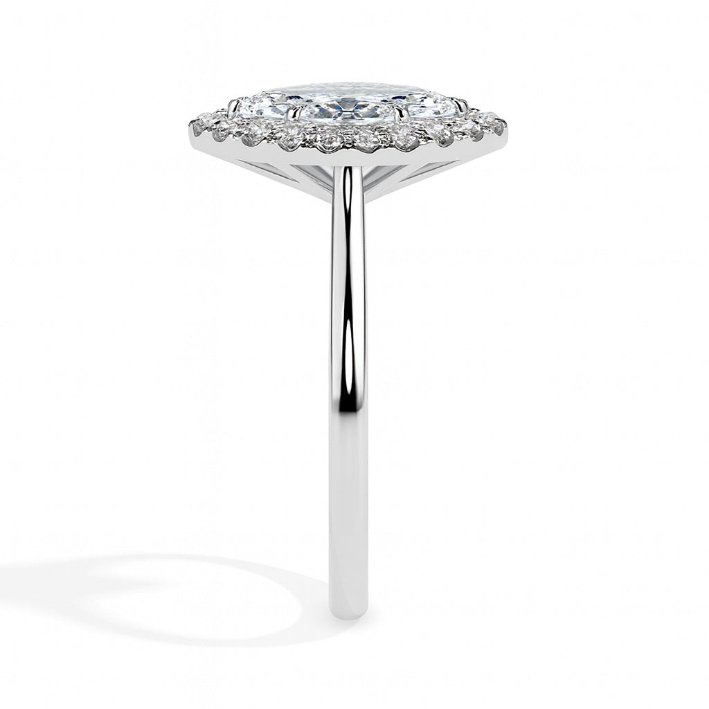 Fala Solitaire Halo Marquise Ring