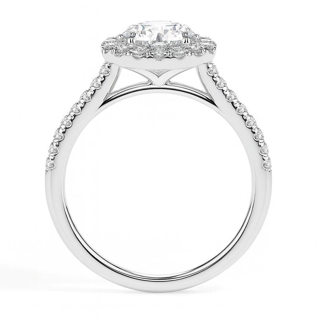 Bague Janis Solitaire Pave Halo Rond