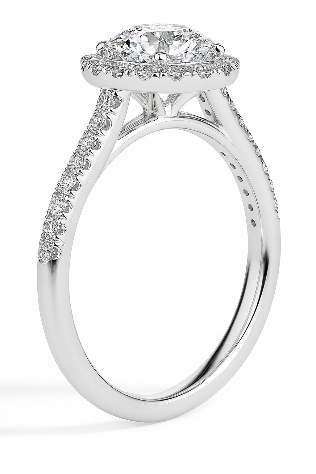 Bague Janis Solitaire Pave Halo Rond