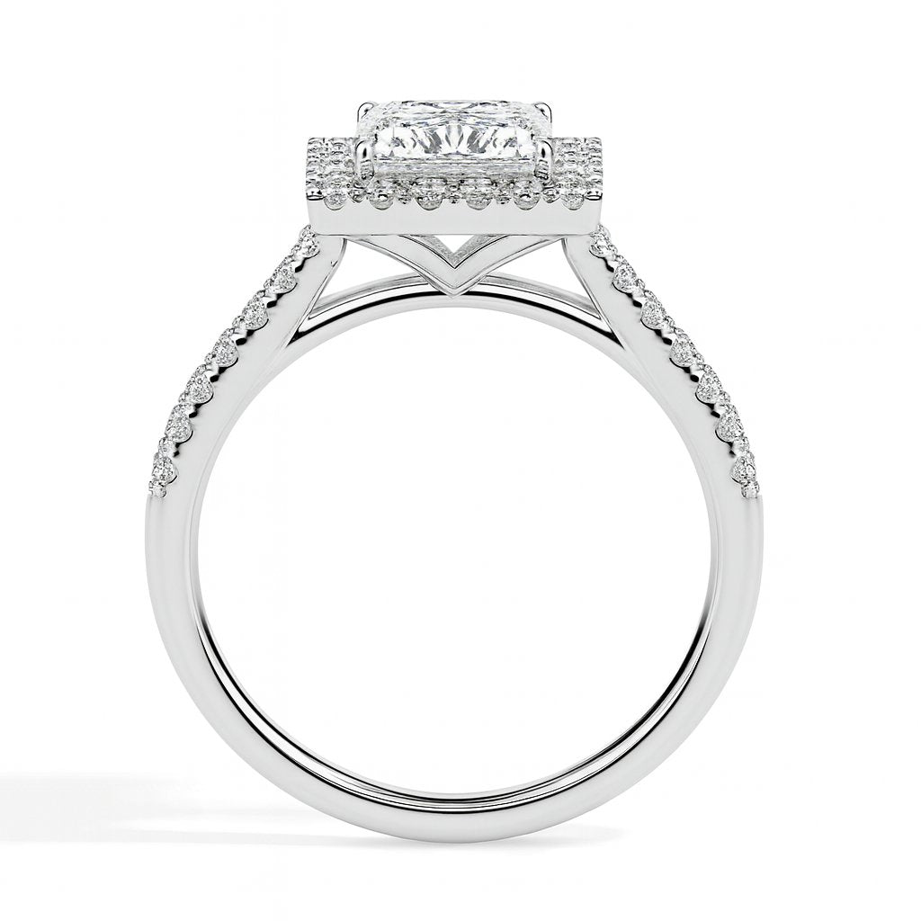 Jorja Solitaire Halo Pave Princess Ring