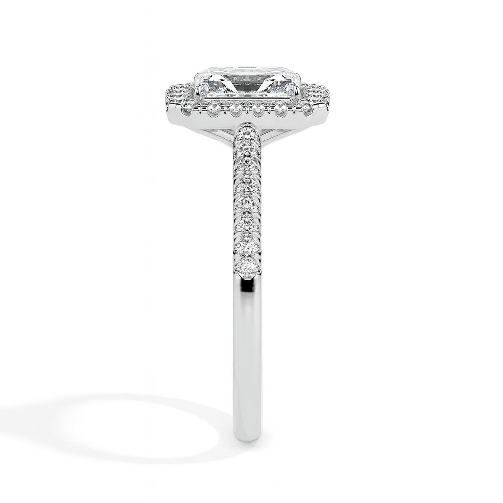 Maud Solitaire Halo Pave Radiant Ring