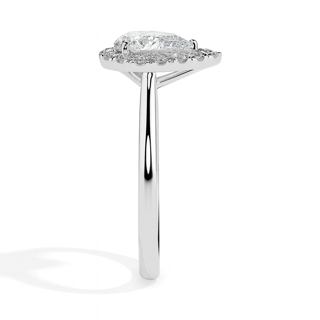 Bague Monica solitaire halo poire