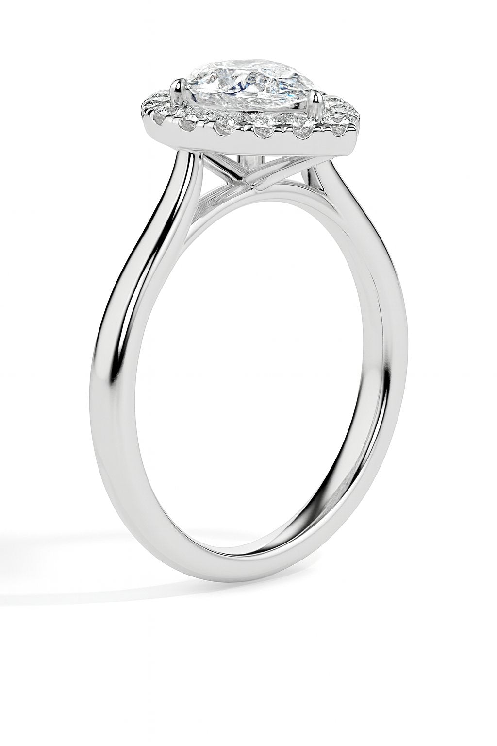 Bague Monica solitaire halo poire